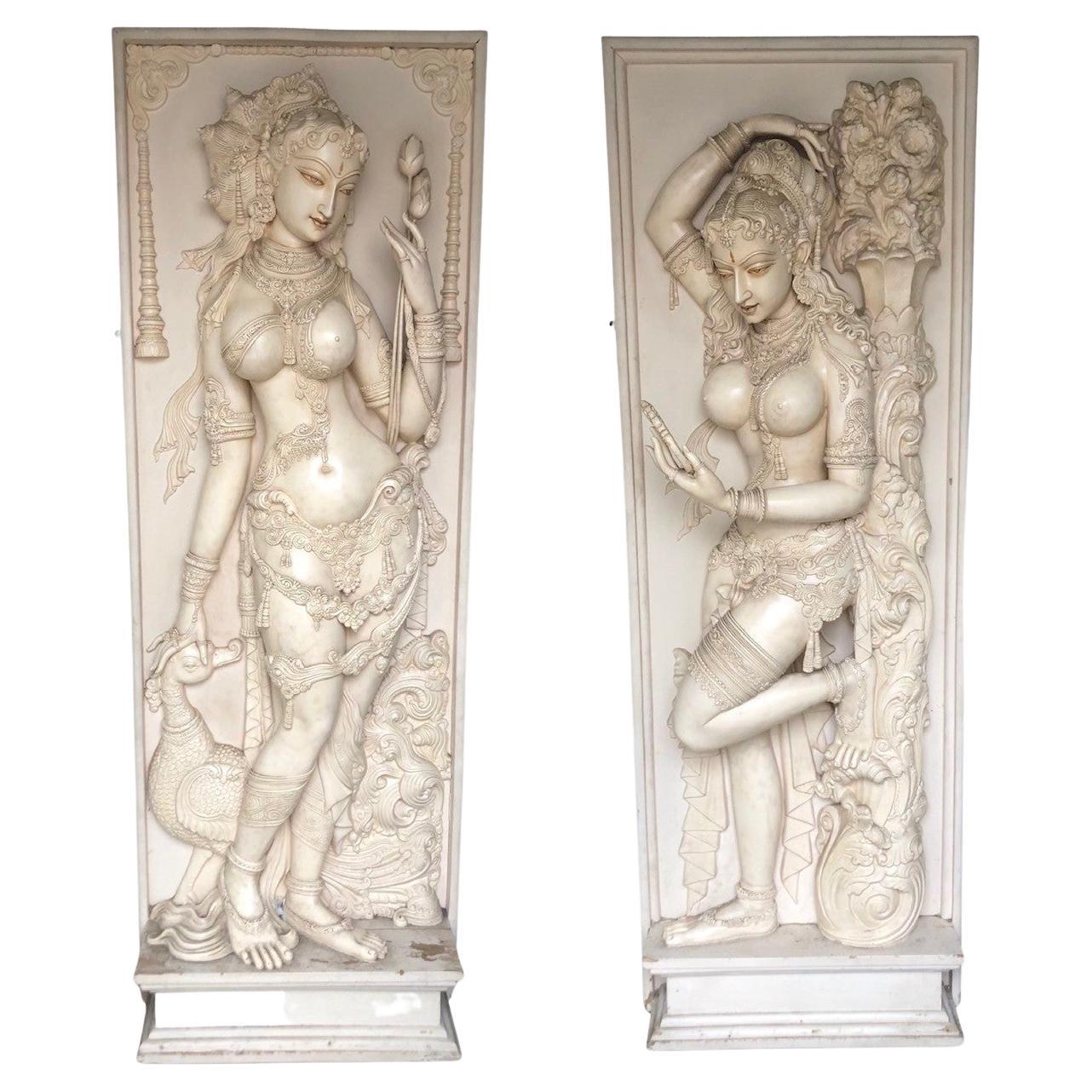 Pair of Mid 20th Century Panels of Exotic Indian Dancers from India  For Sale