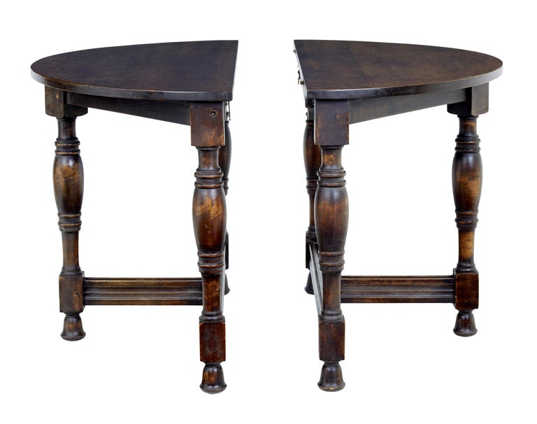 Pair of Mid20th Century Pine Demi Lune Tables at 1stDibs
