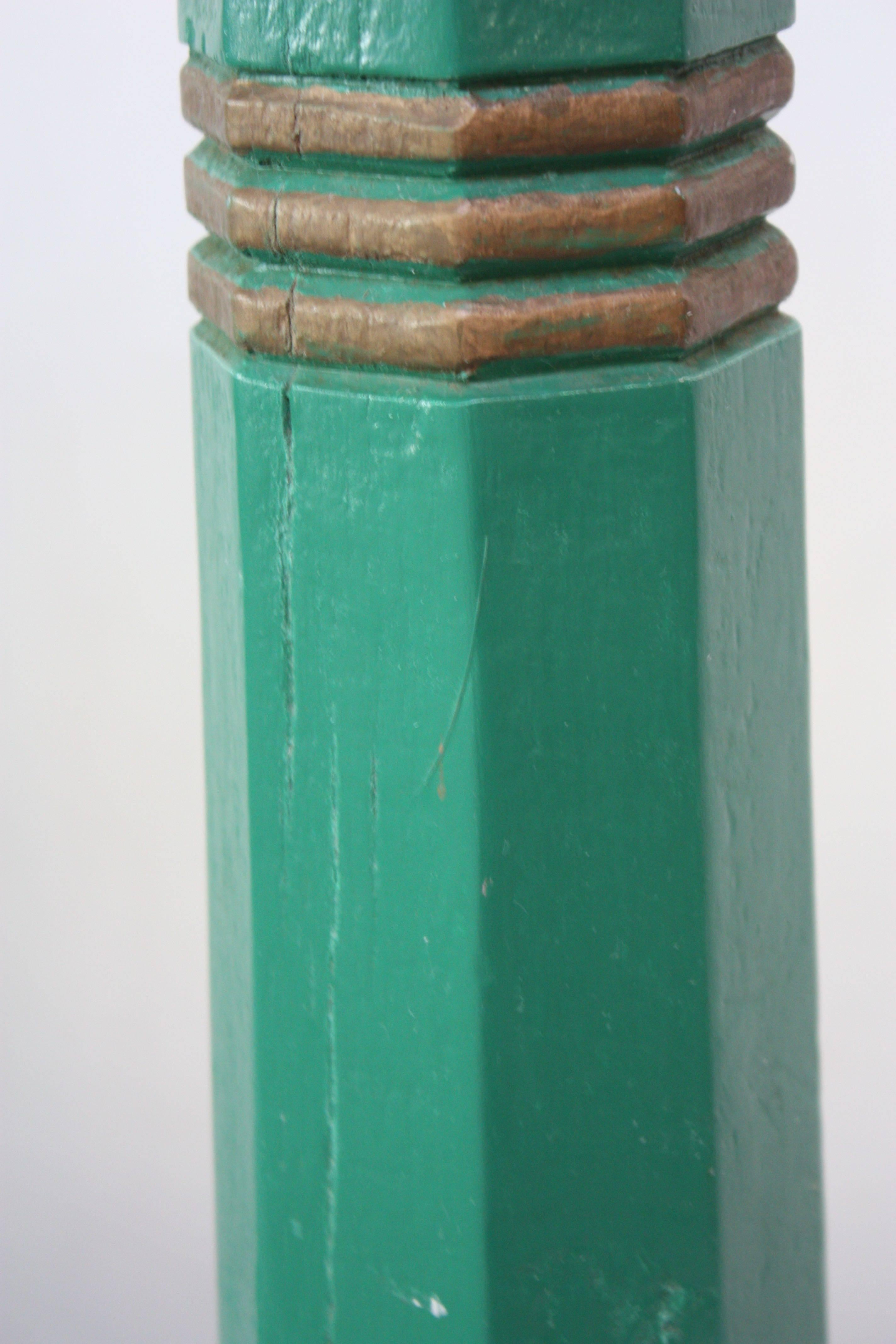 Painted Pair of Mid-20th Century Primitive Pedestals in Mint Green