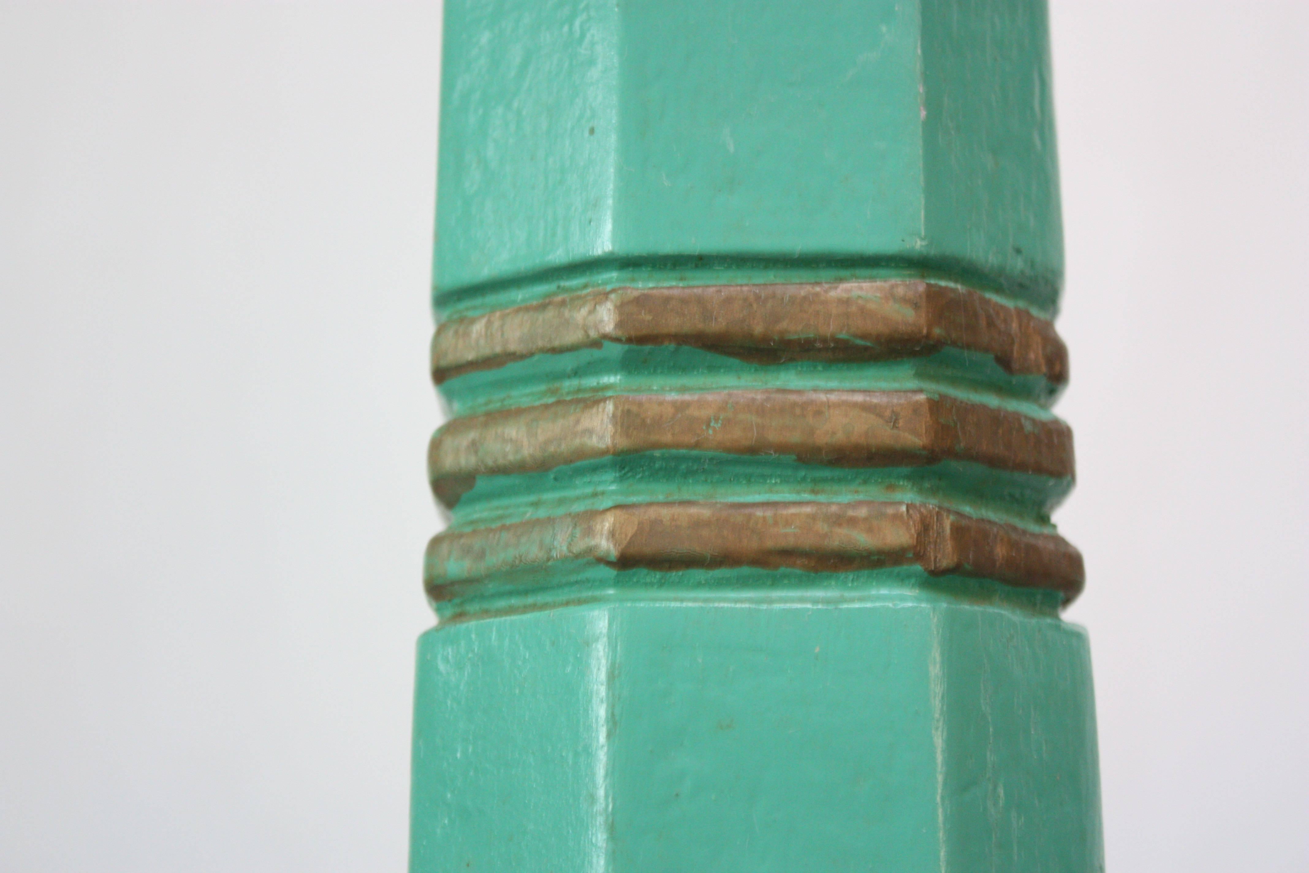 Pair of Mid-20th Century Primitive Pedestals in Mint Green 2