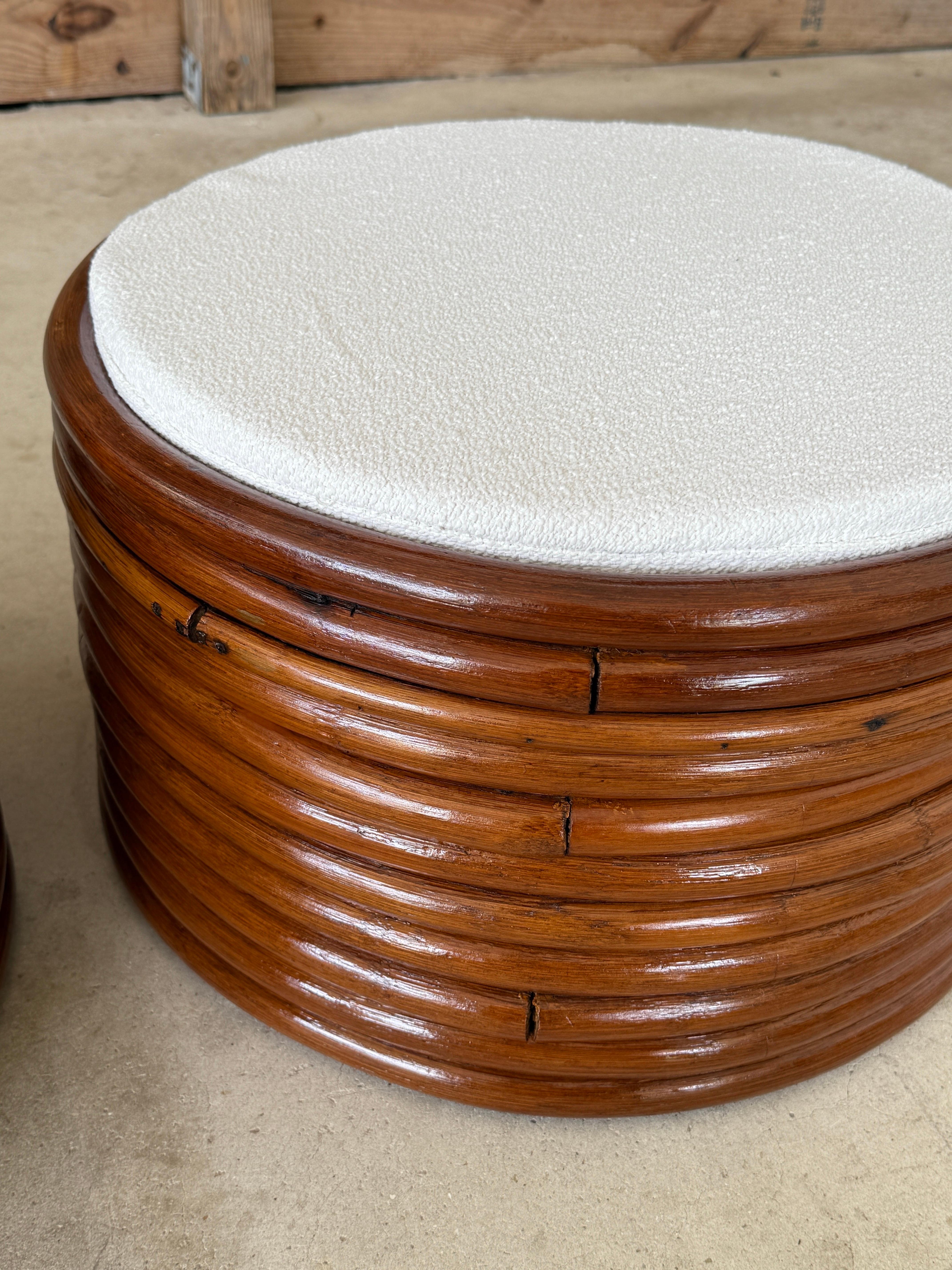 Pair of Mid-20th Century Refinished Stacked Bent Rattan Ottomans in the Manner o For Sale 6