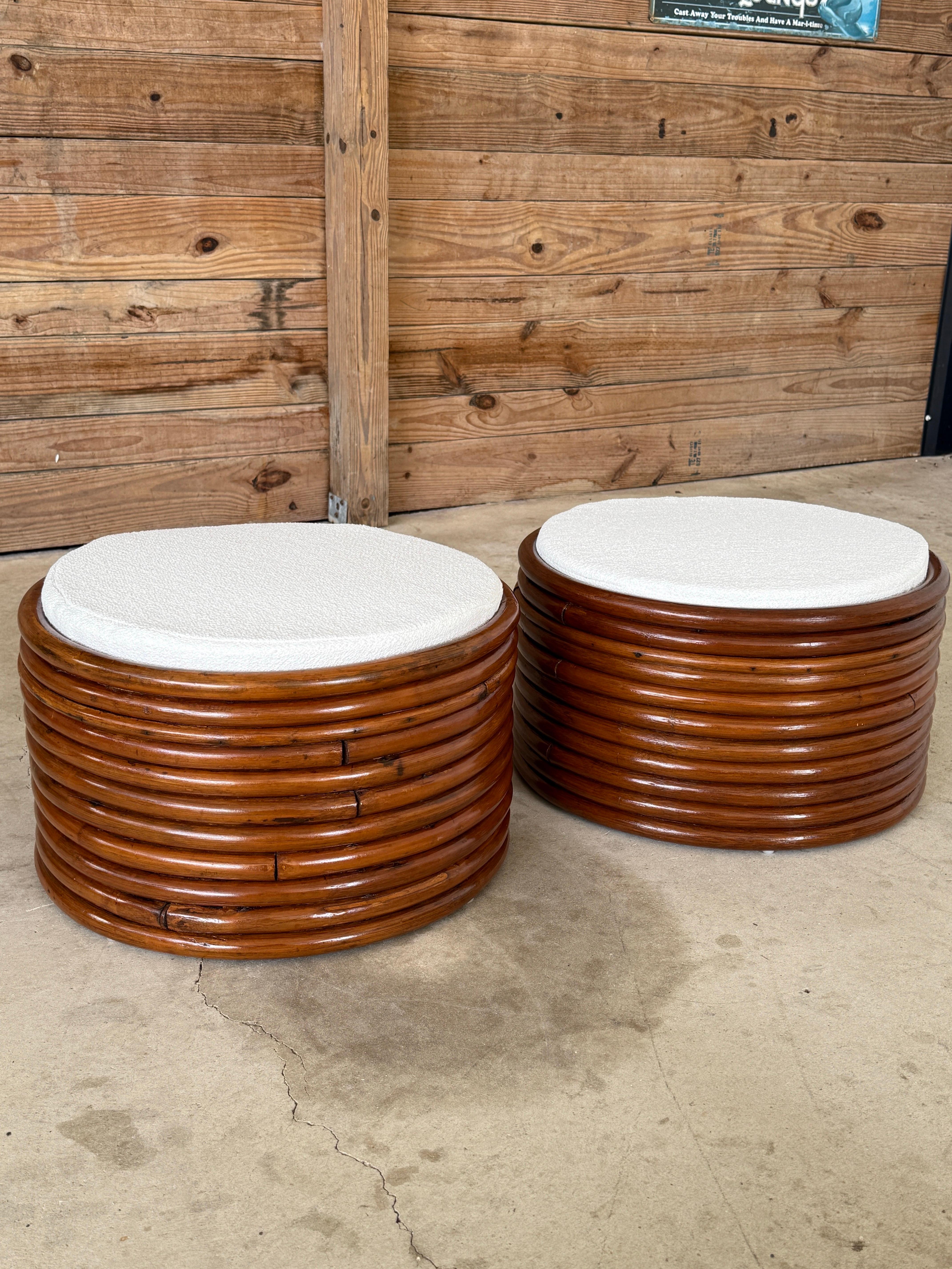 Pair of Mid-20th Century Refinished Stacked Bent Rattan Ottomans in the Manner o For Sale 10