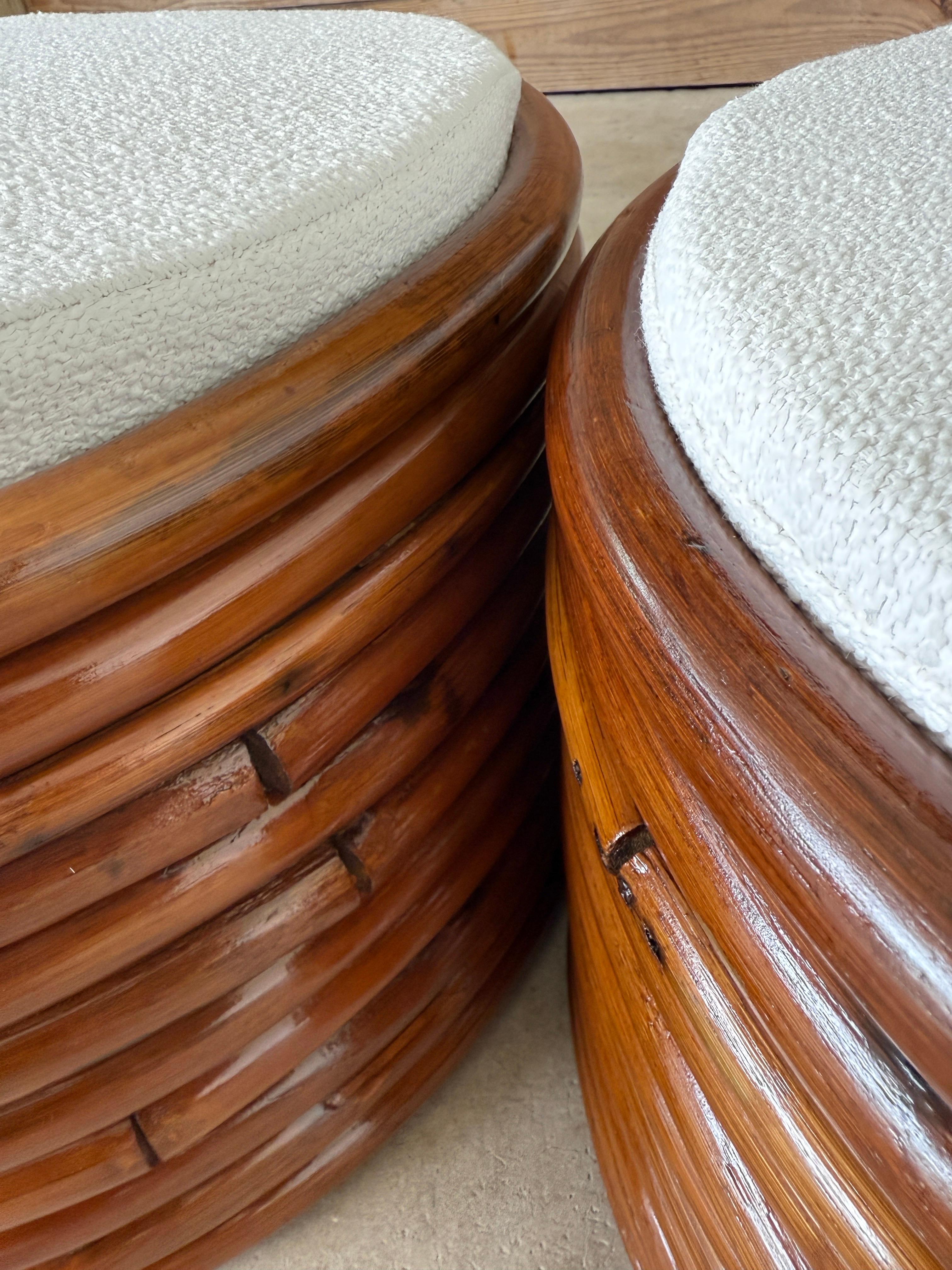 Pair of Mid-20th Century Refinished Stacked Bent Rattan Ottomans in the Manner o For Sale 11