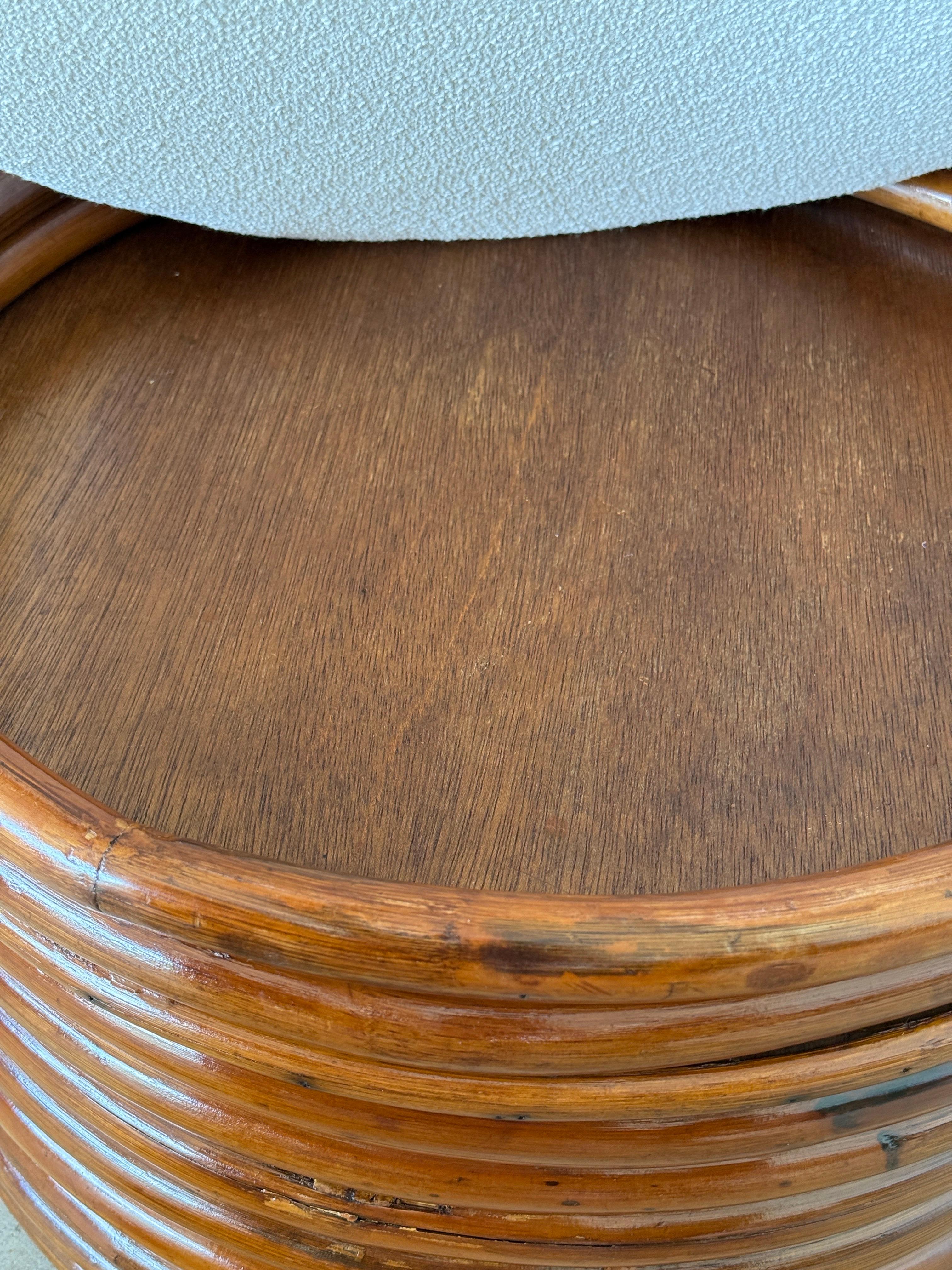 Pair of Mid-20th Century Refinished Stacked Bent Rattan Ottomans in the Manner o For Sale 1