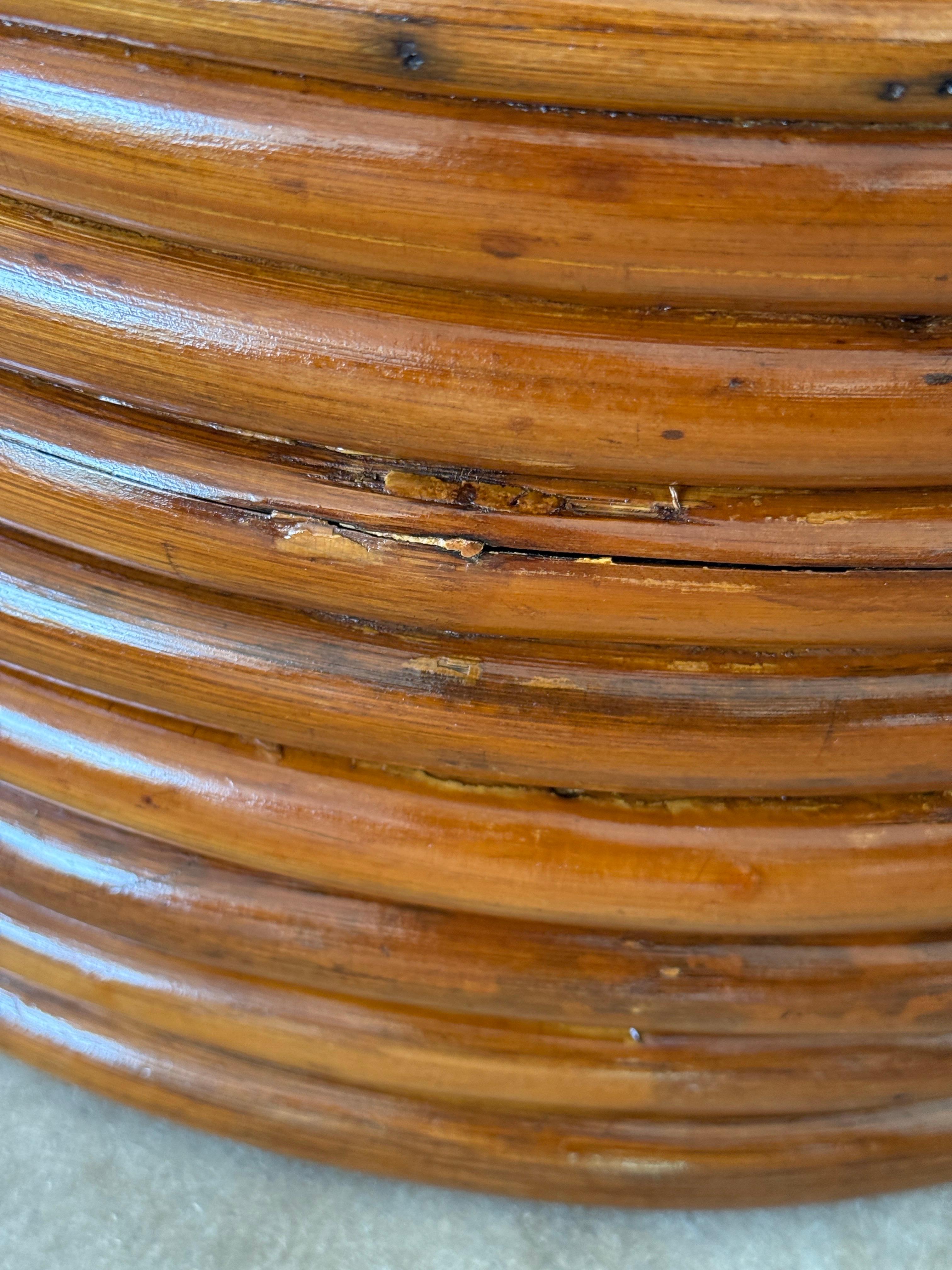 Pair of Mid-20th Century Refinished Stacked Bent Rattan Ottomans in the Manner o For Sale 2