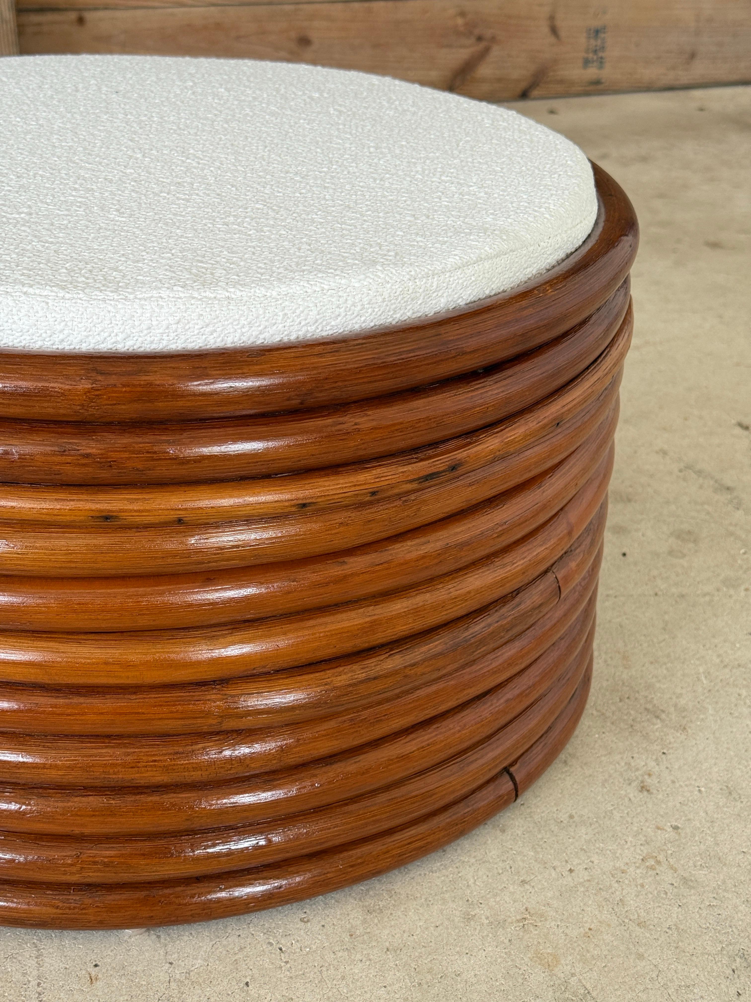 Pair of Mid-20th Century Refinished Stacked Bent Rattan Ottomans in the Manner o For Sale 4