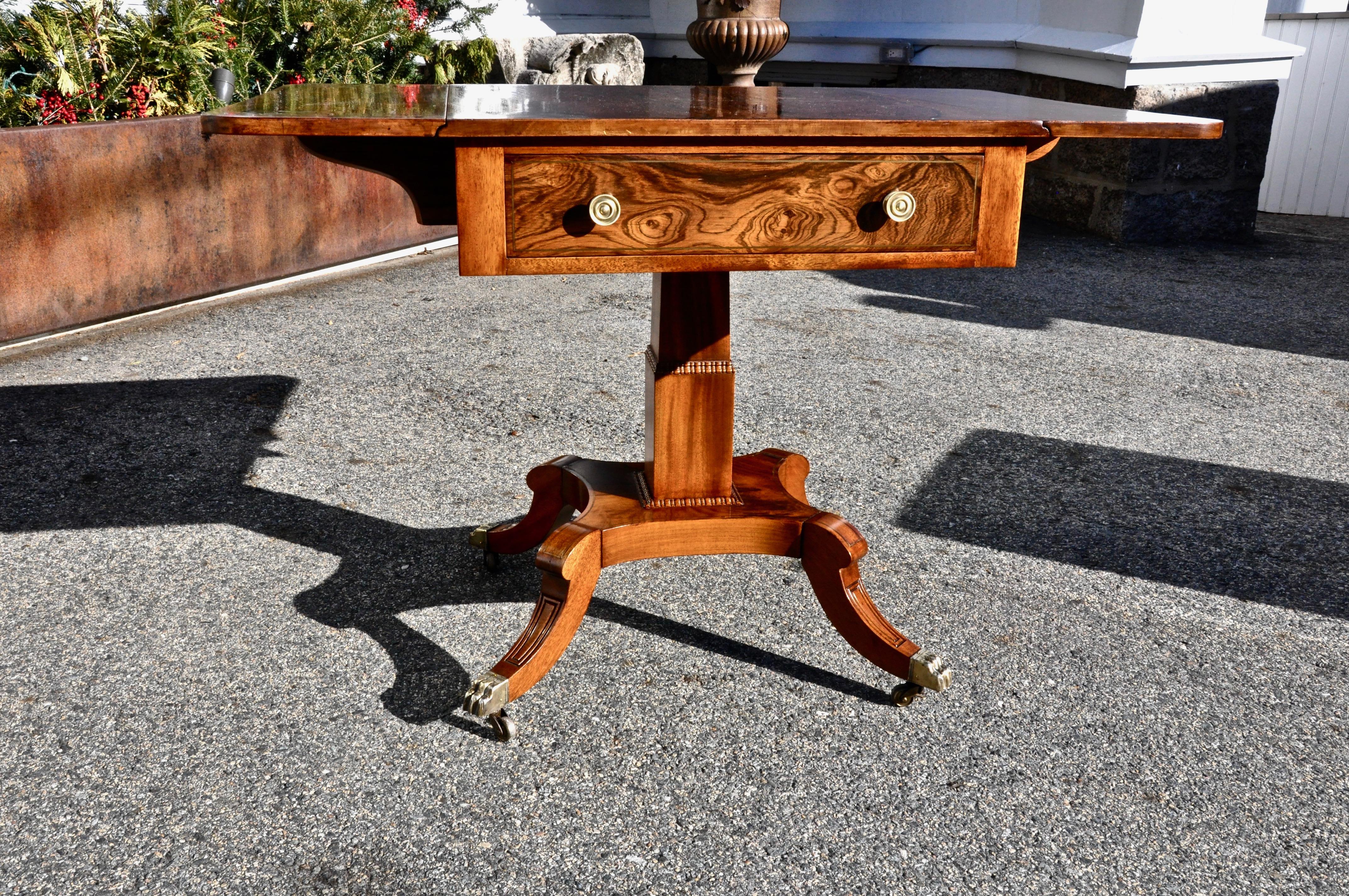 Pair of Mid-20th Century Rosewood Regency Style End Tables In Good Condition In Essex, MA