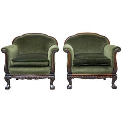Pair of Mid-20th Century Scandinavian Carved Birch Armchairs