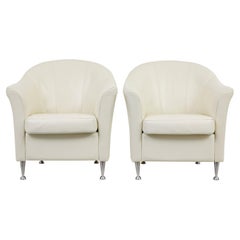 Pair of mid-20th century Scandinavian leather tub armchairs