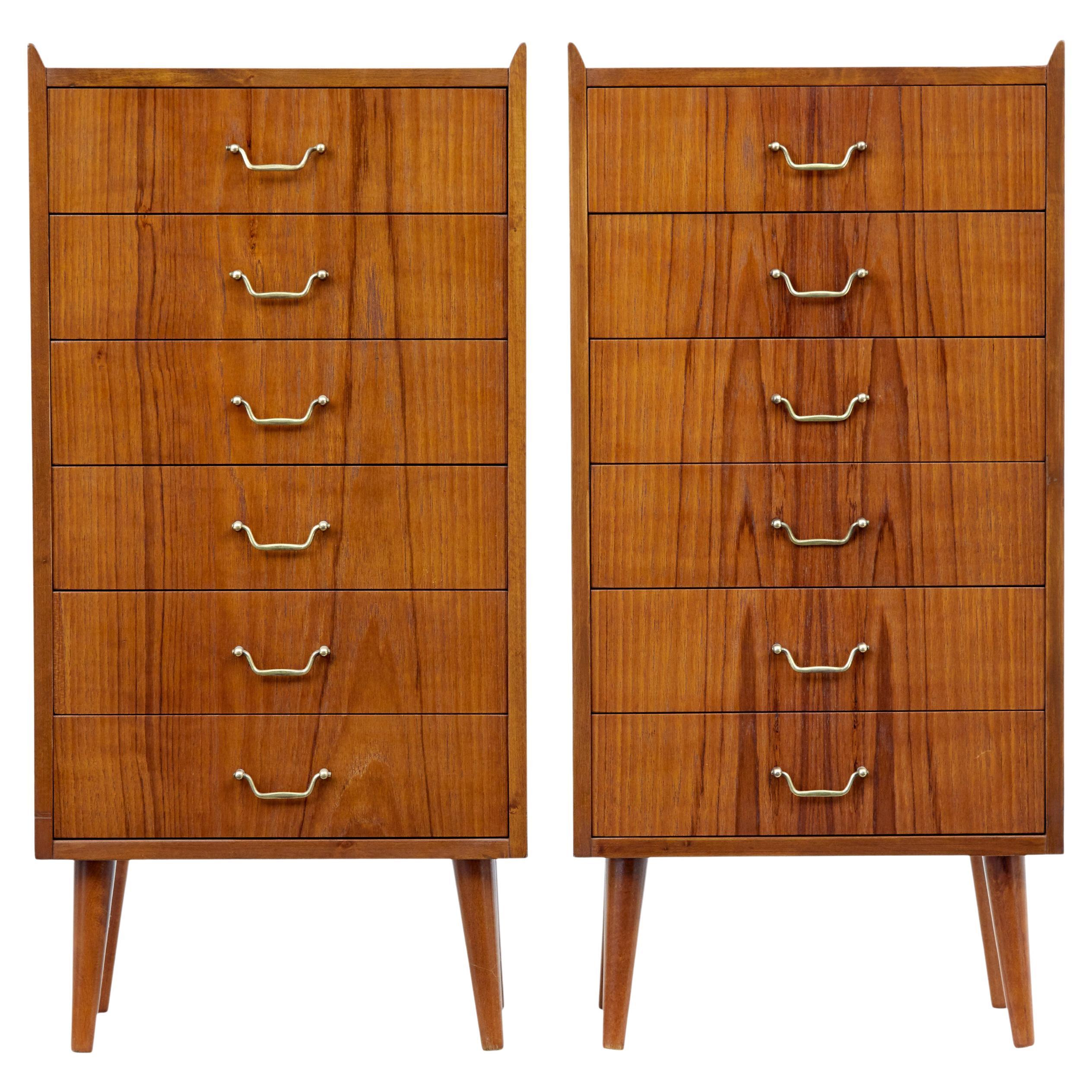 Pair of Mid-20th Century Scandinavian Teak Chest of Drawers For Sale