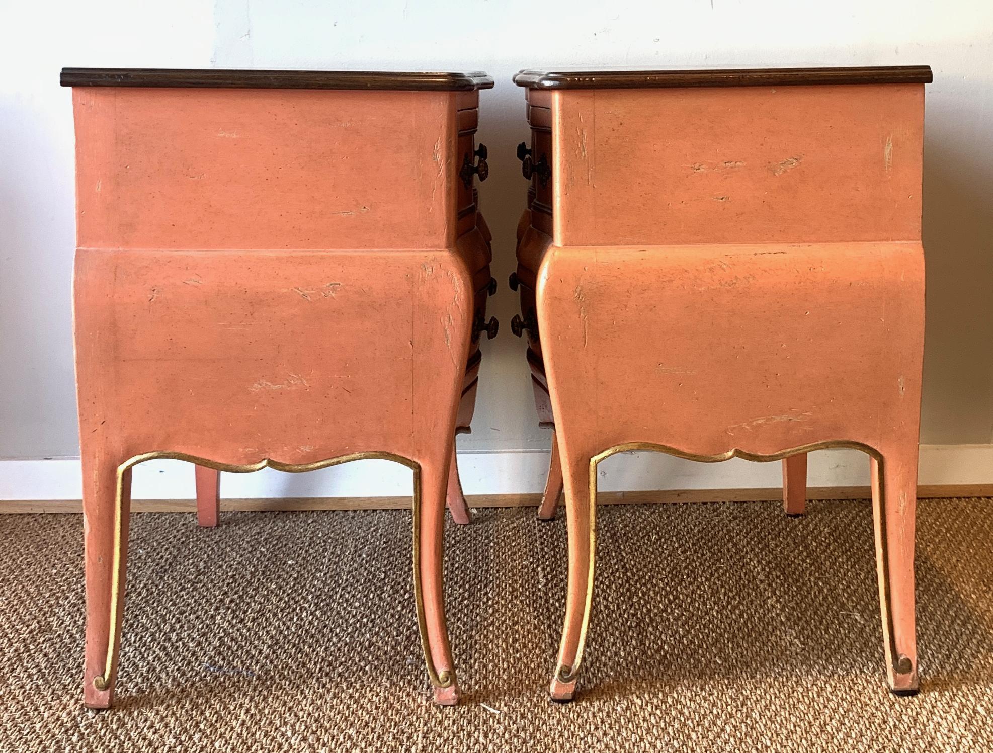 American Pair of Mid-20th Century Small Bombé Night Tables