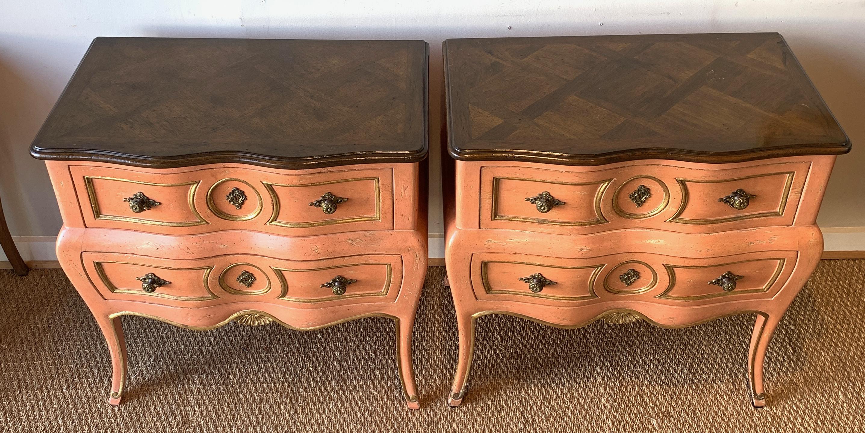 Wood Pair of Mid-20th Century Small Bombé Night Tables