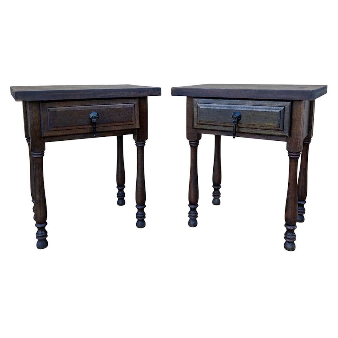 Pair Of Mid 20th Century Spanish Bedside Tables With One Drawer