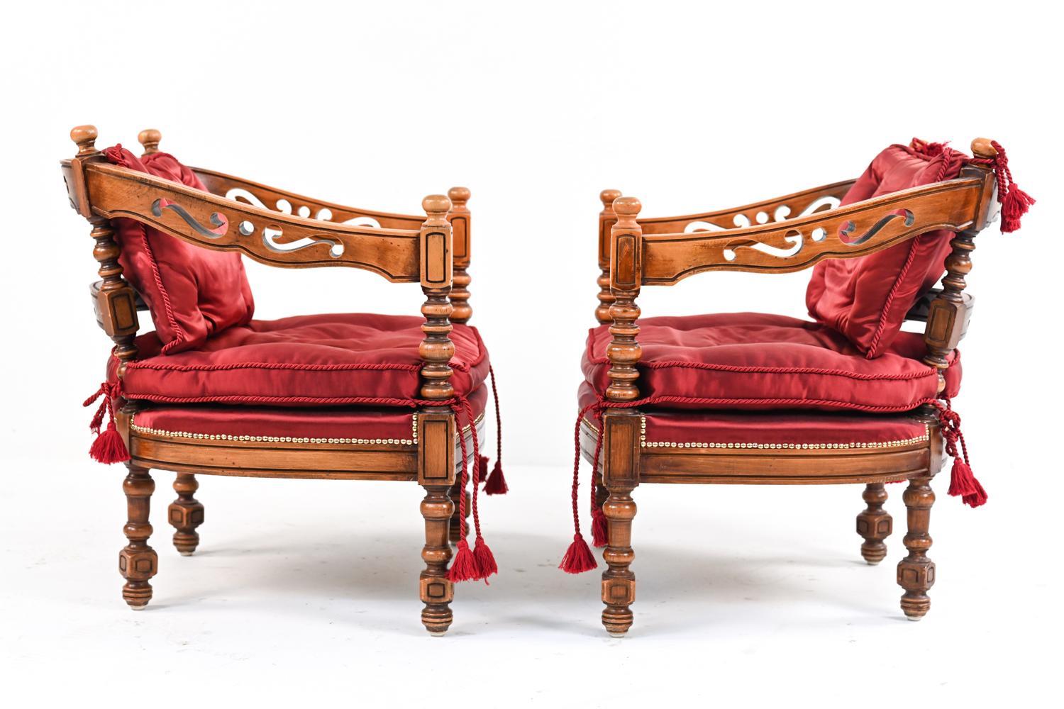 Pair of Mid-20th Century Spanish Revival Carved Barrel-Back Chairs 6