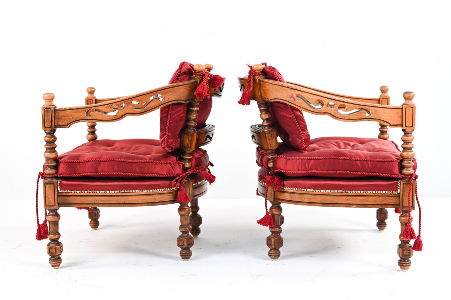 Pair of Mid-20th Century Spanish Revival Carved Barrel-Back Chairs 8