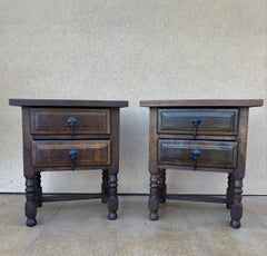 Pair Of Mid 20th Century Spanish Two Drawers Bedside Tables