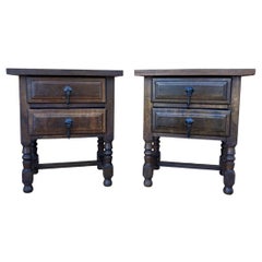Pair Of Mid 20th Century Spanish Two Drawers Bedside Tables