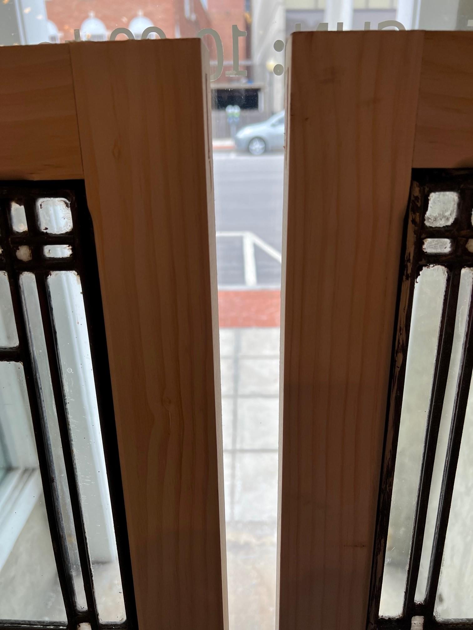 Pair of Art Deco Stained and Clear Glass Sidelights, Cabinet Doors 6