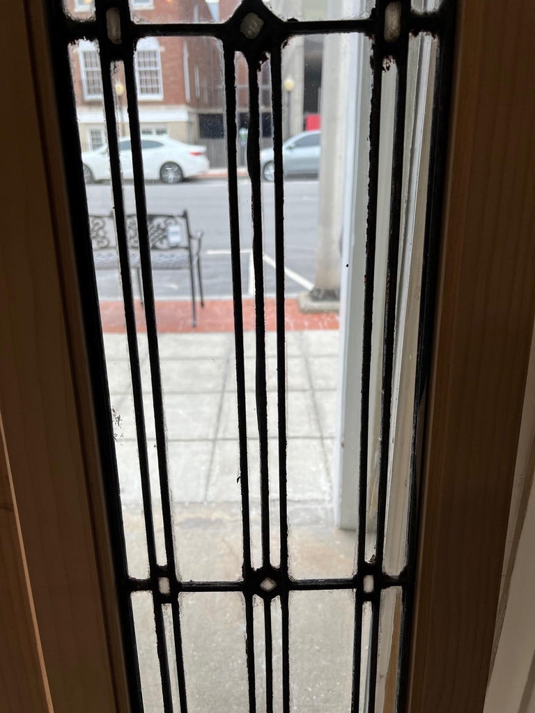 Pair of Art Deco Stained and Clear Glass Sidelights, Doors For