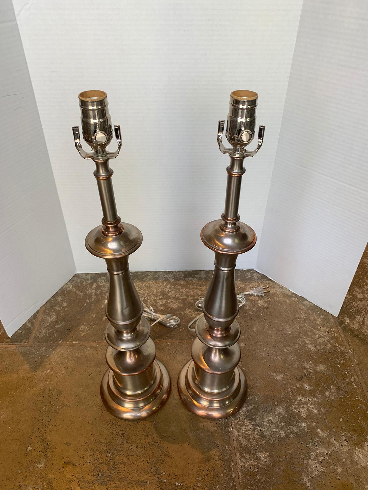 Pair of Mid-20th Century Steel and Brass Lamps 9