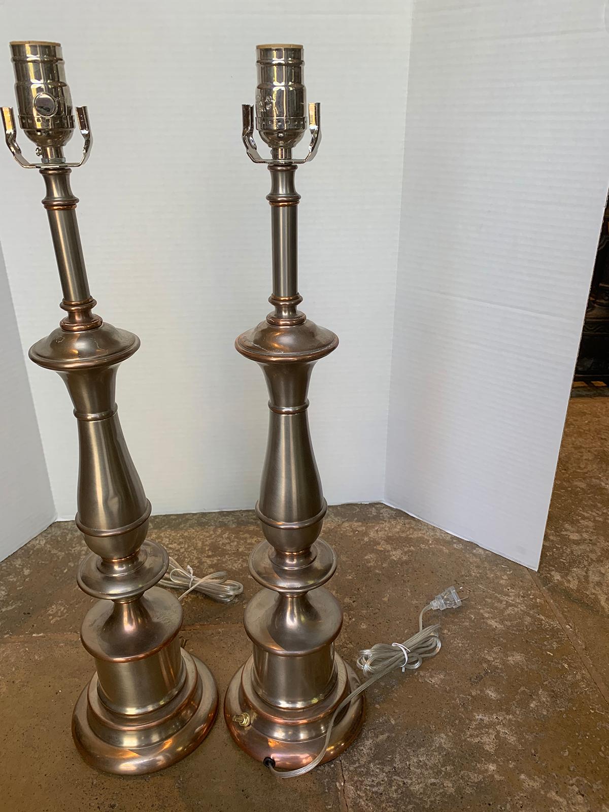 Pair of Mid-20th Century Steel and Brass Lamps 2