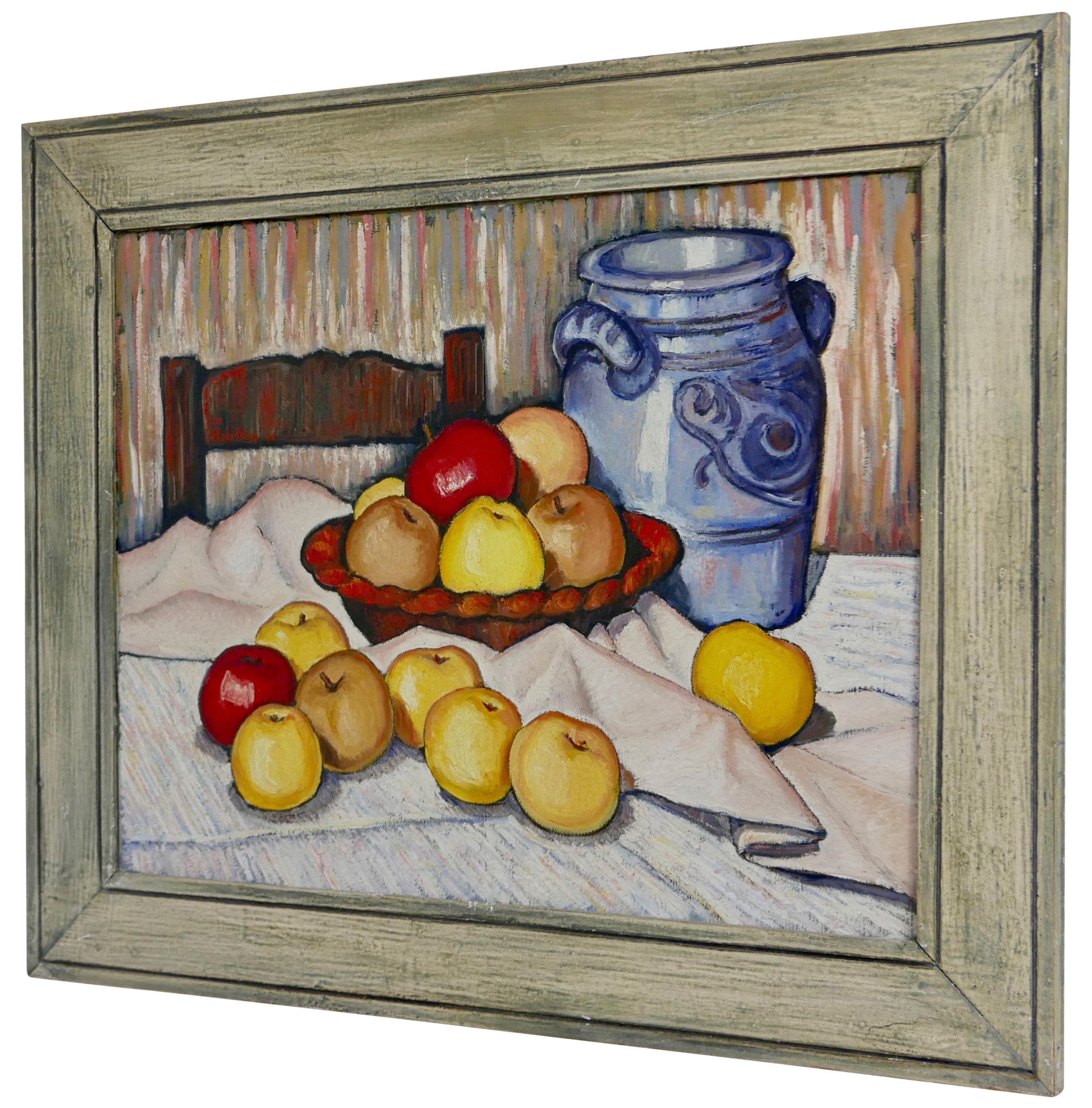 Pair of Mid-20th Century Still Life Paintings of Fruit Signed Bolomey, 1948 For Sale 5