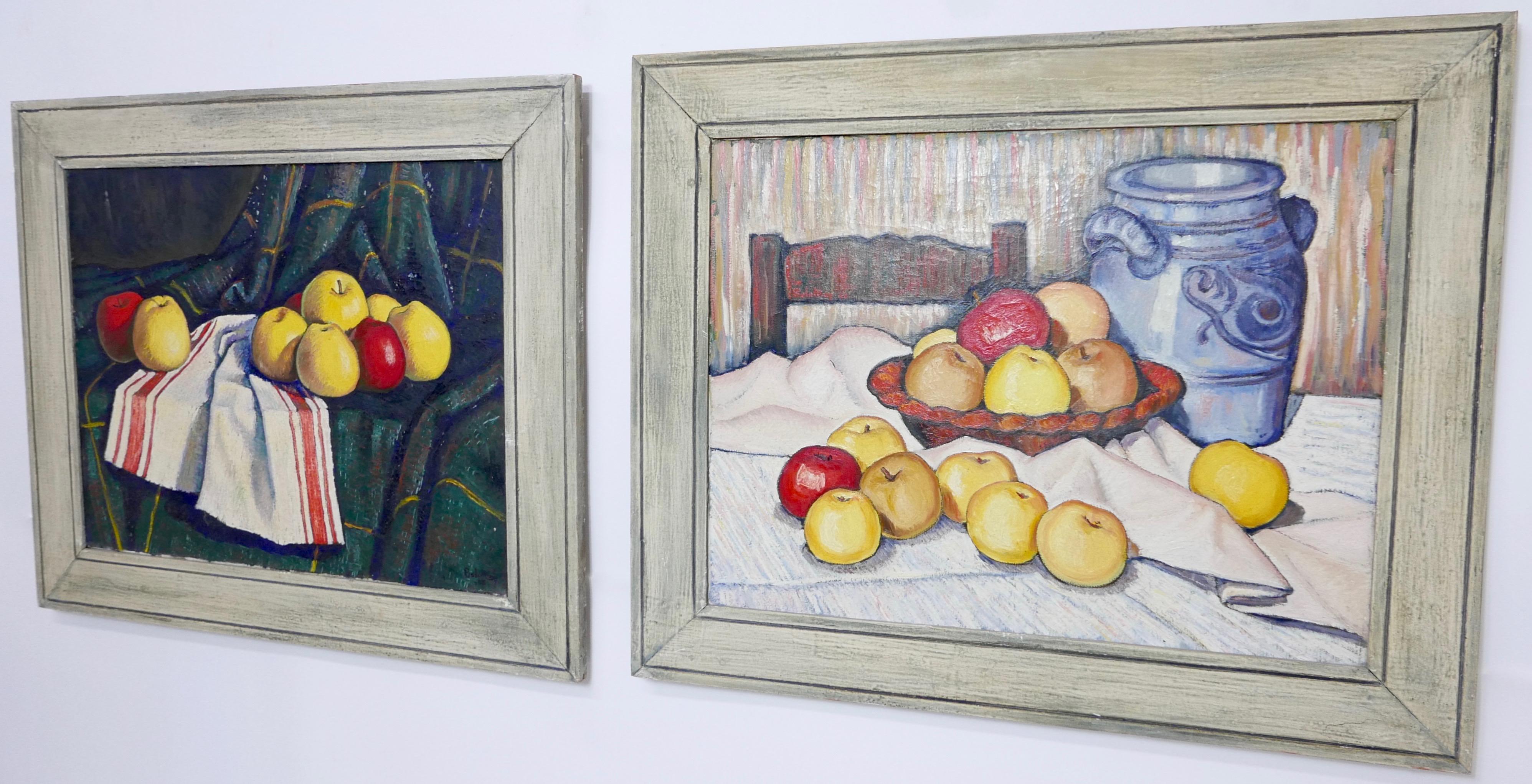 American Pair of Mid-20th Century Still Life Paintings of Fruit Signed Bolomey, 1948 For Sale