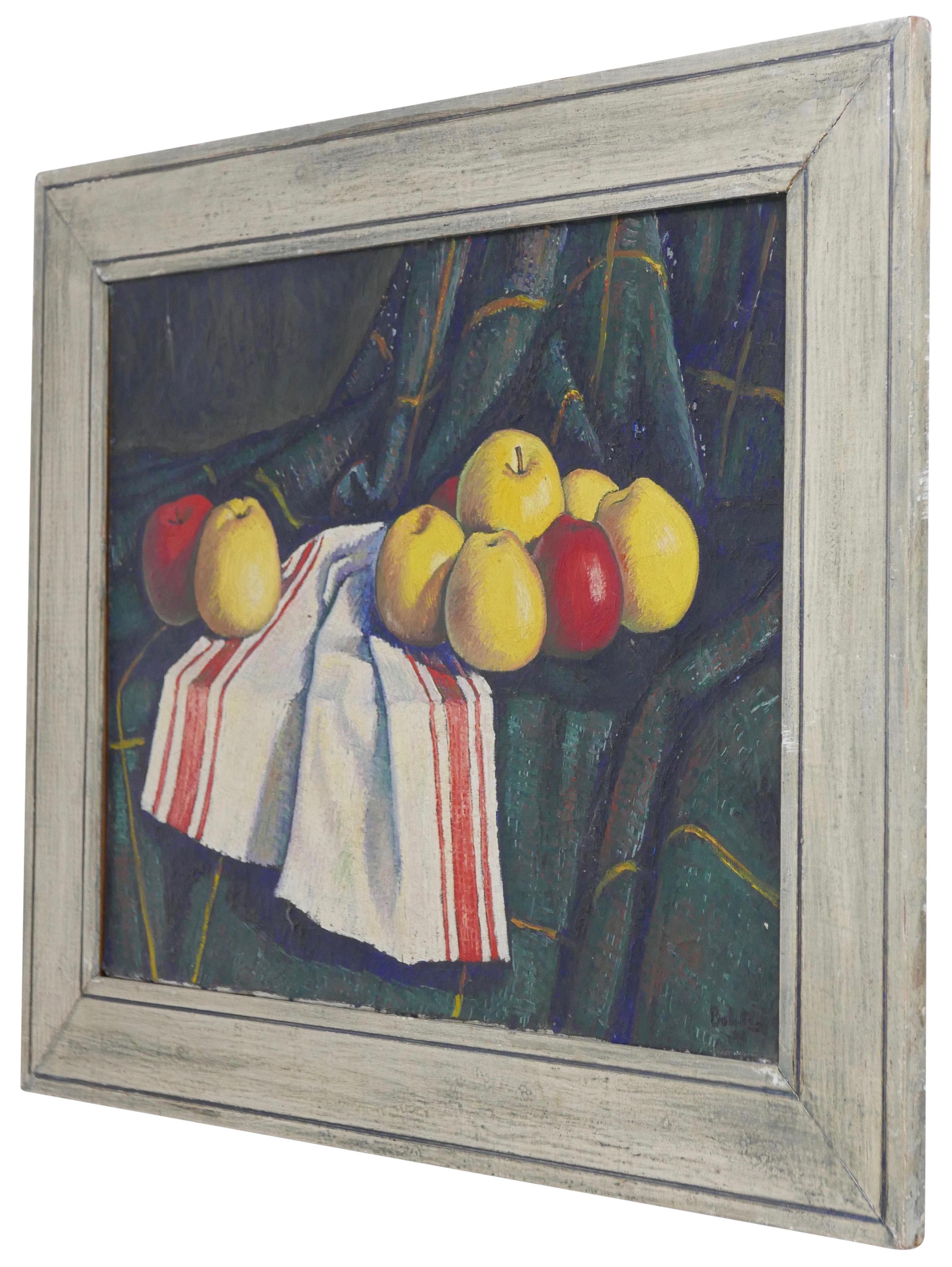 Canvas Pair of Mid-20th Century Still Life Paintings of Fruit Signed Bolomey, 1948 For Sale