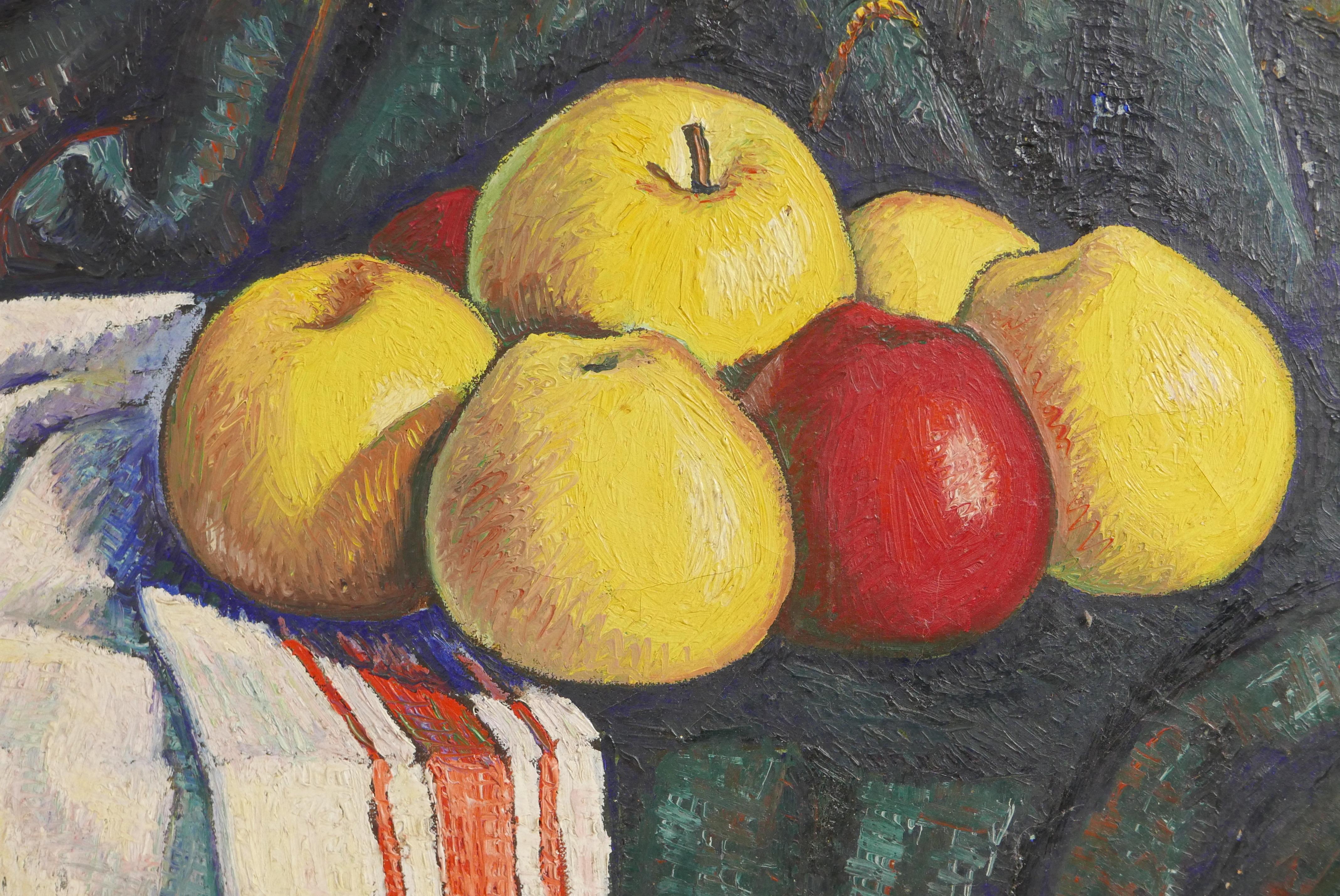 Pair of Mid-20th Century Still Life Paintings of Fruit Signed Bolomey, 1948 For Sale 2