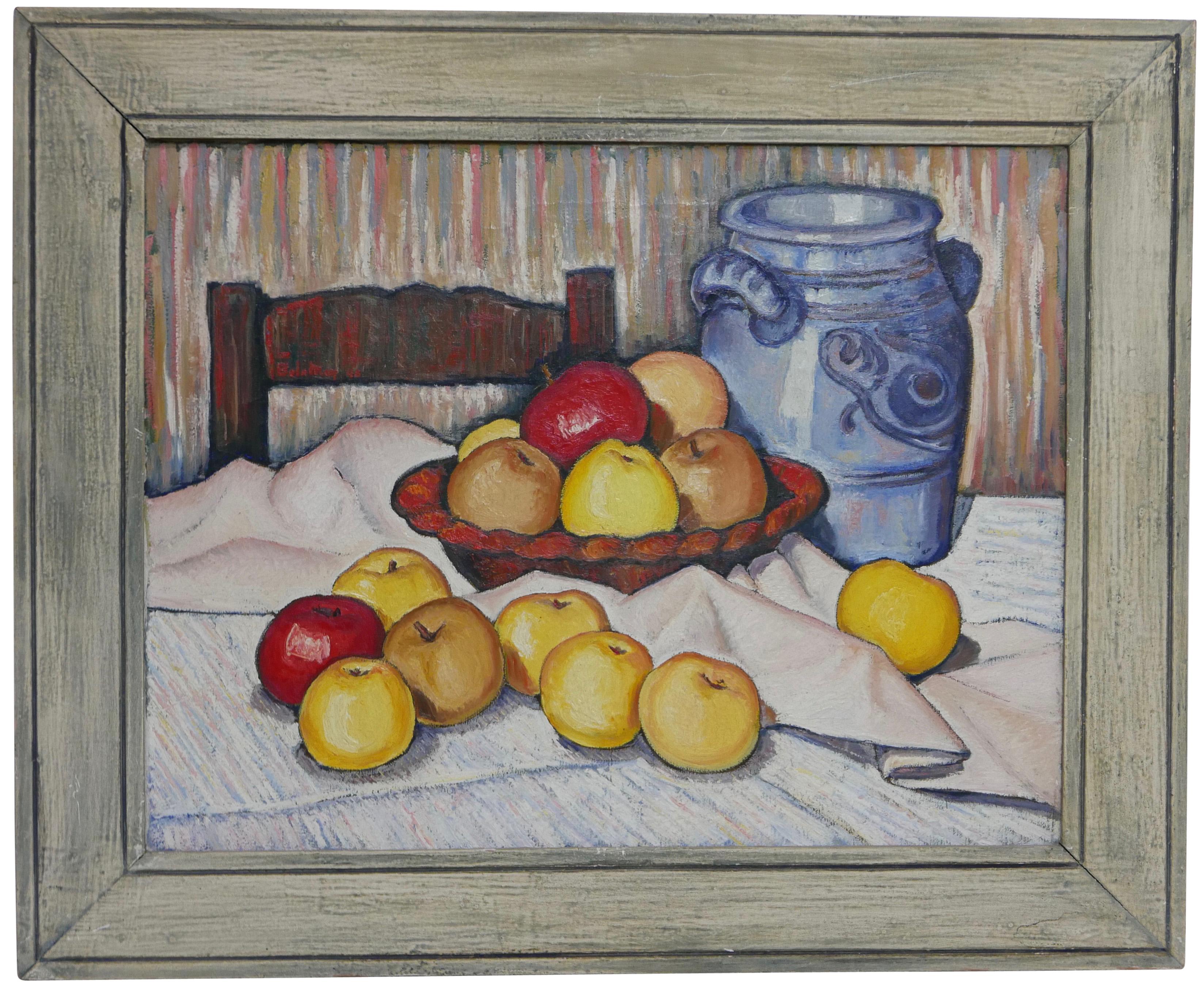 Pair of Mid-20th Century Still Life Paintings of Fruit Signed Bolomey, 1948 For Sale 3