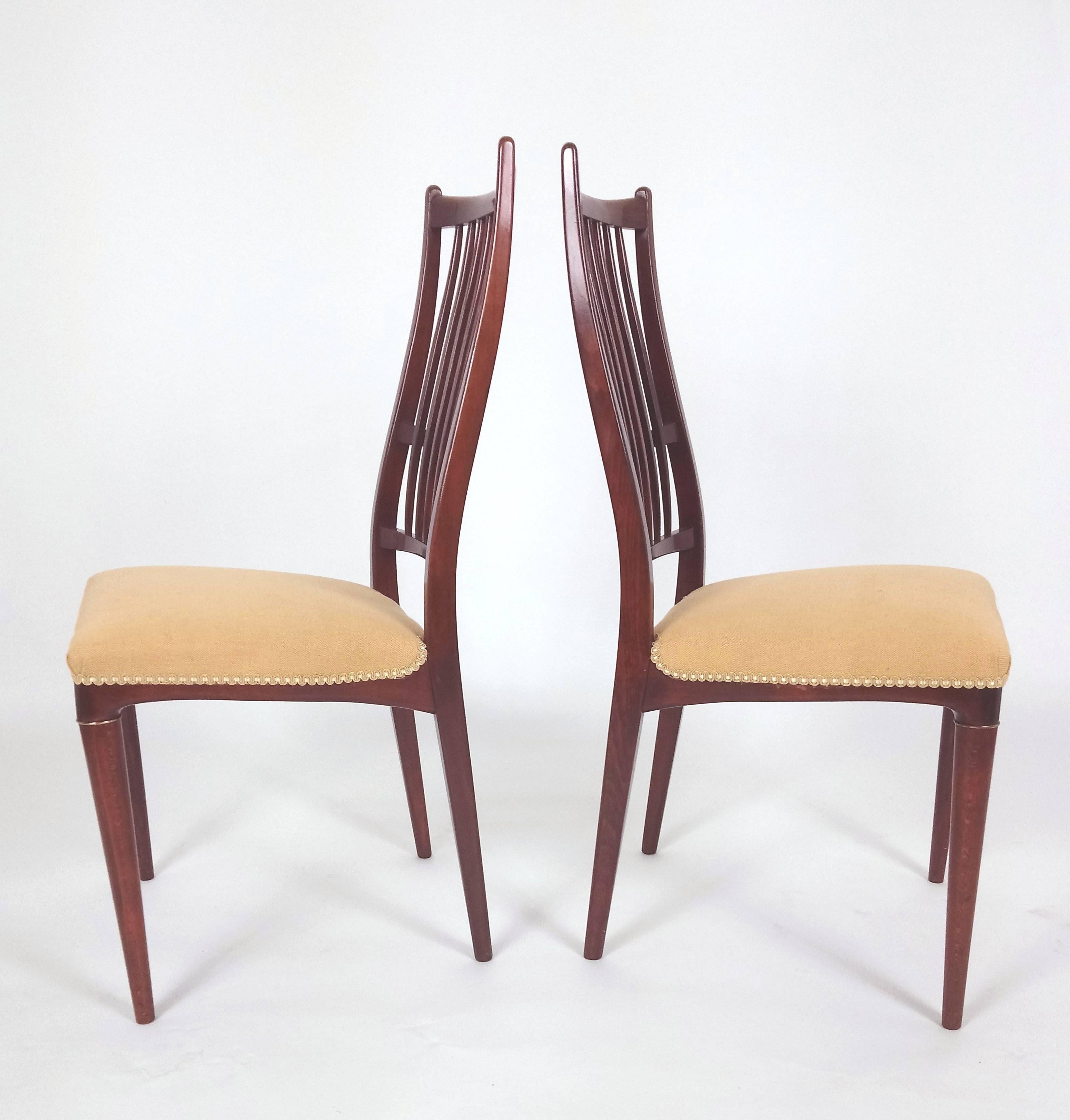 Brass Pair of Mid-20th Century Swedish Beech Side Chairs
