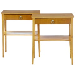 Pair of Mid-20th Century Swedish Birch Bedside Side Tables