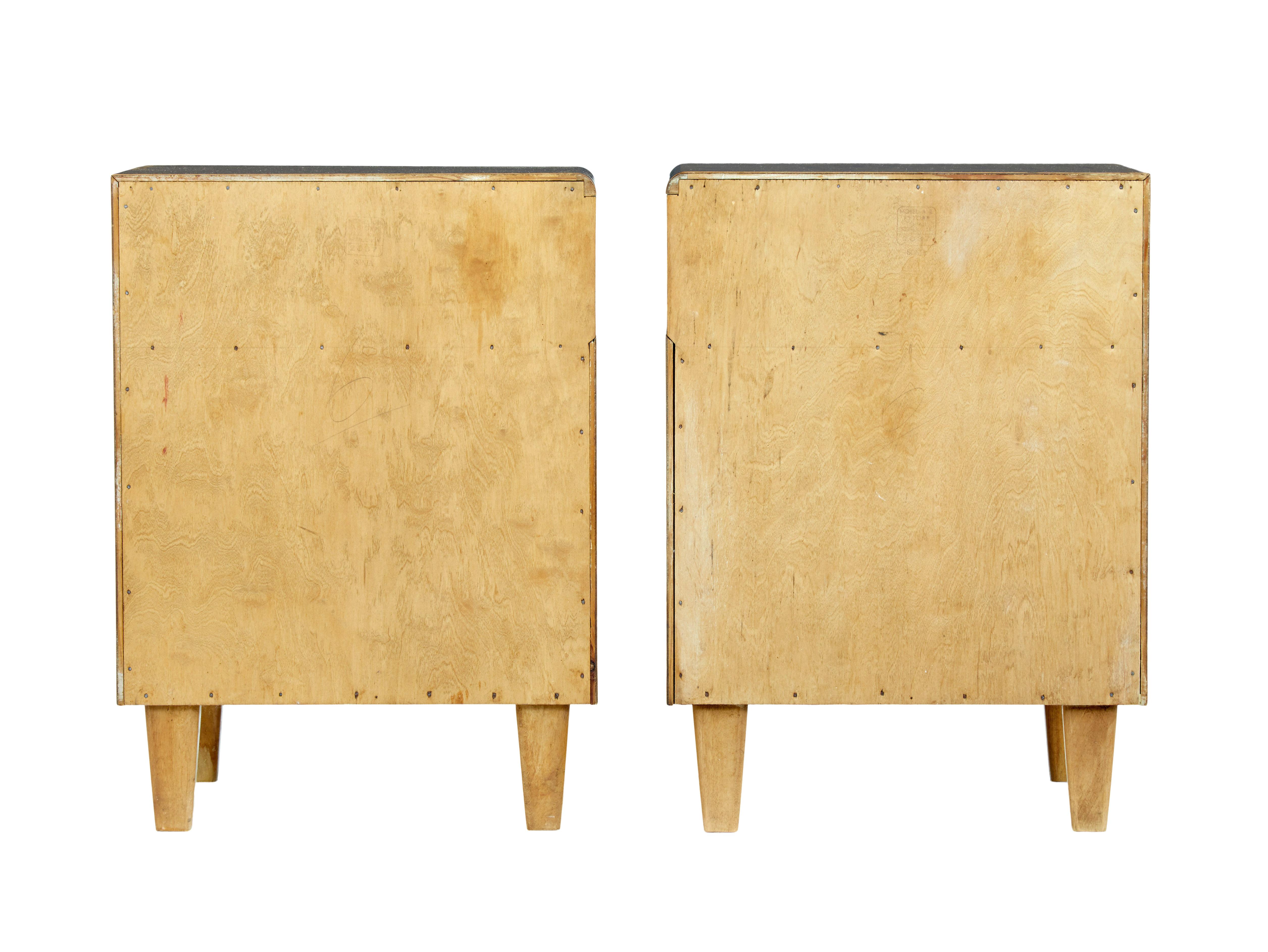 Veneer Pair of Mid-20th Century Swedish Birch Bedside Tables by Mobel AB Altorp