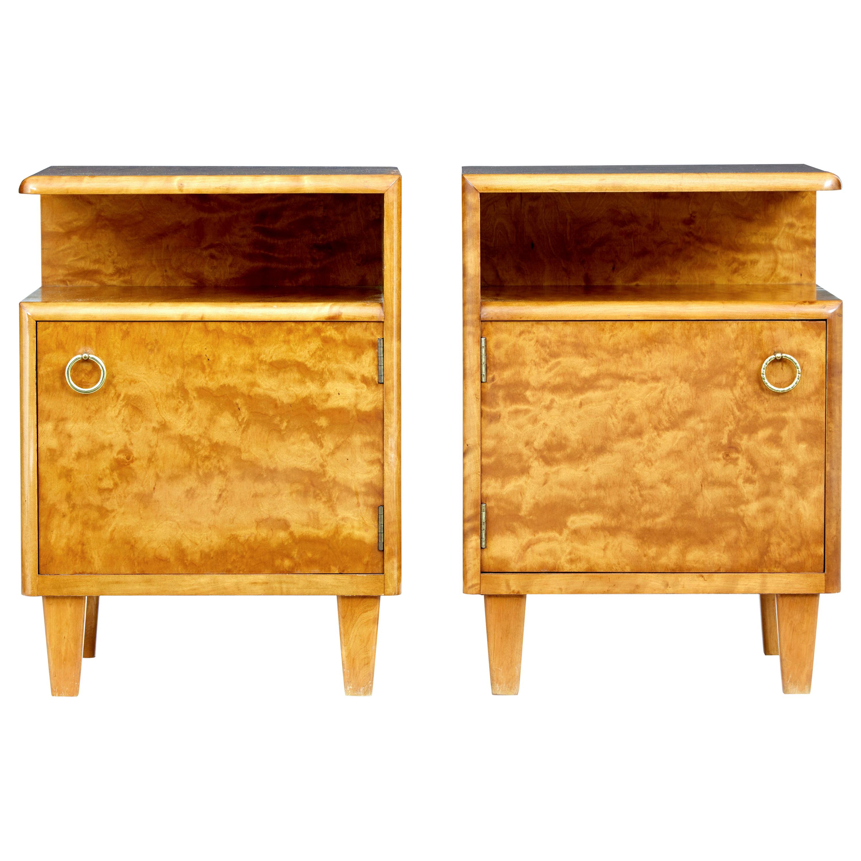 Pair of Mid-20th Century Swedish Birch Bedside Tables by Mobel AB Altorp