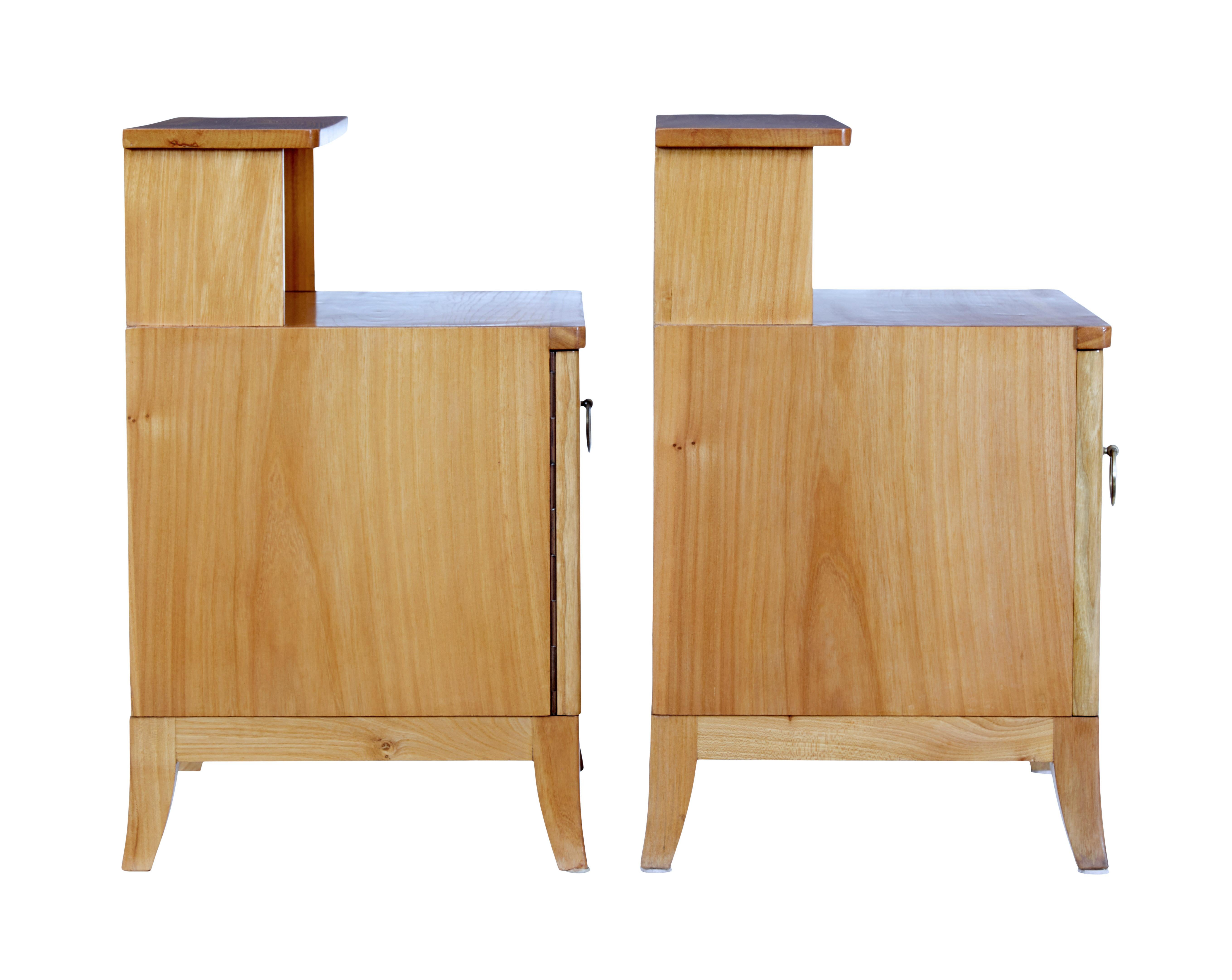 Pair of Mid 20th Century Swedish Elm Bedside Tables In Good Condition In Debenham, Suffolk