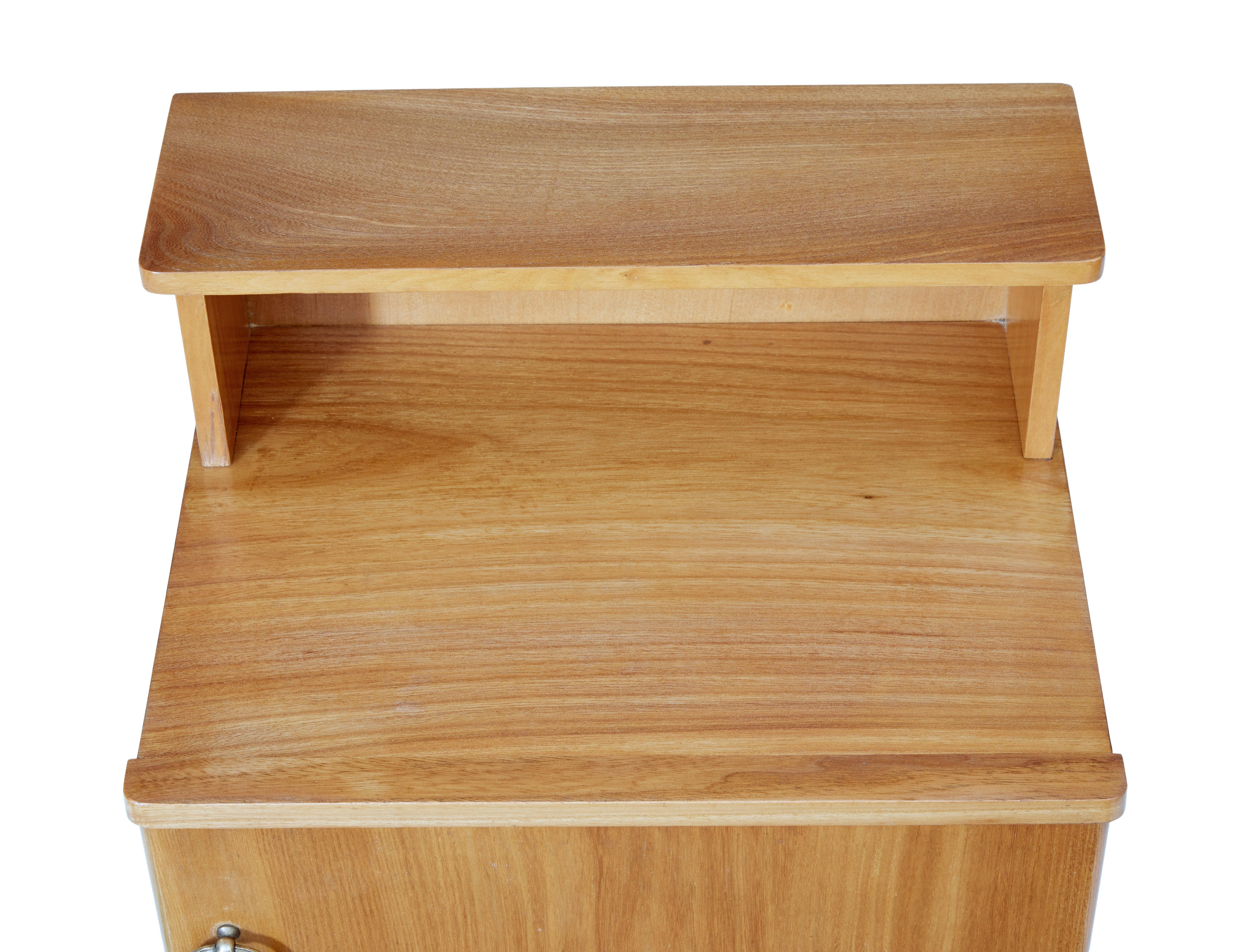 Brass Pair of Mid 20th Century Swedish Elm Bedside Tables