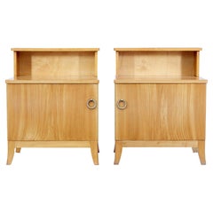 Vintage Pair of Mid-20th Century Swedish Elm Bedside Tables