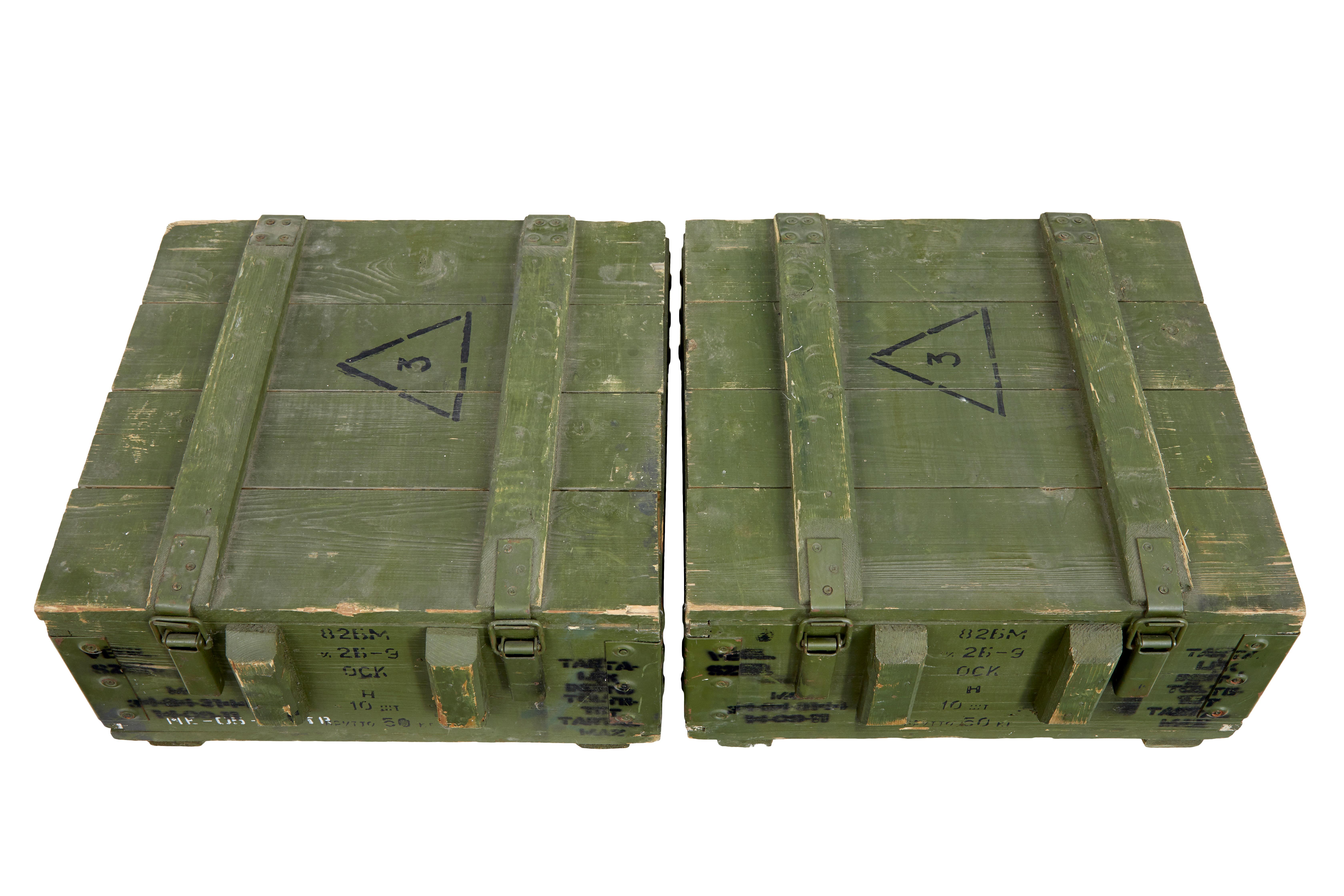 Mid-Century Modern Pair of mid 20th century Swedish pine ammo boxes For Sale