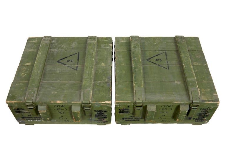 Pair of mid 20th century Swedish pine ammo boxes For Sale at