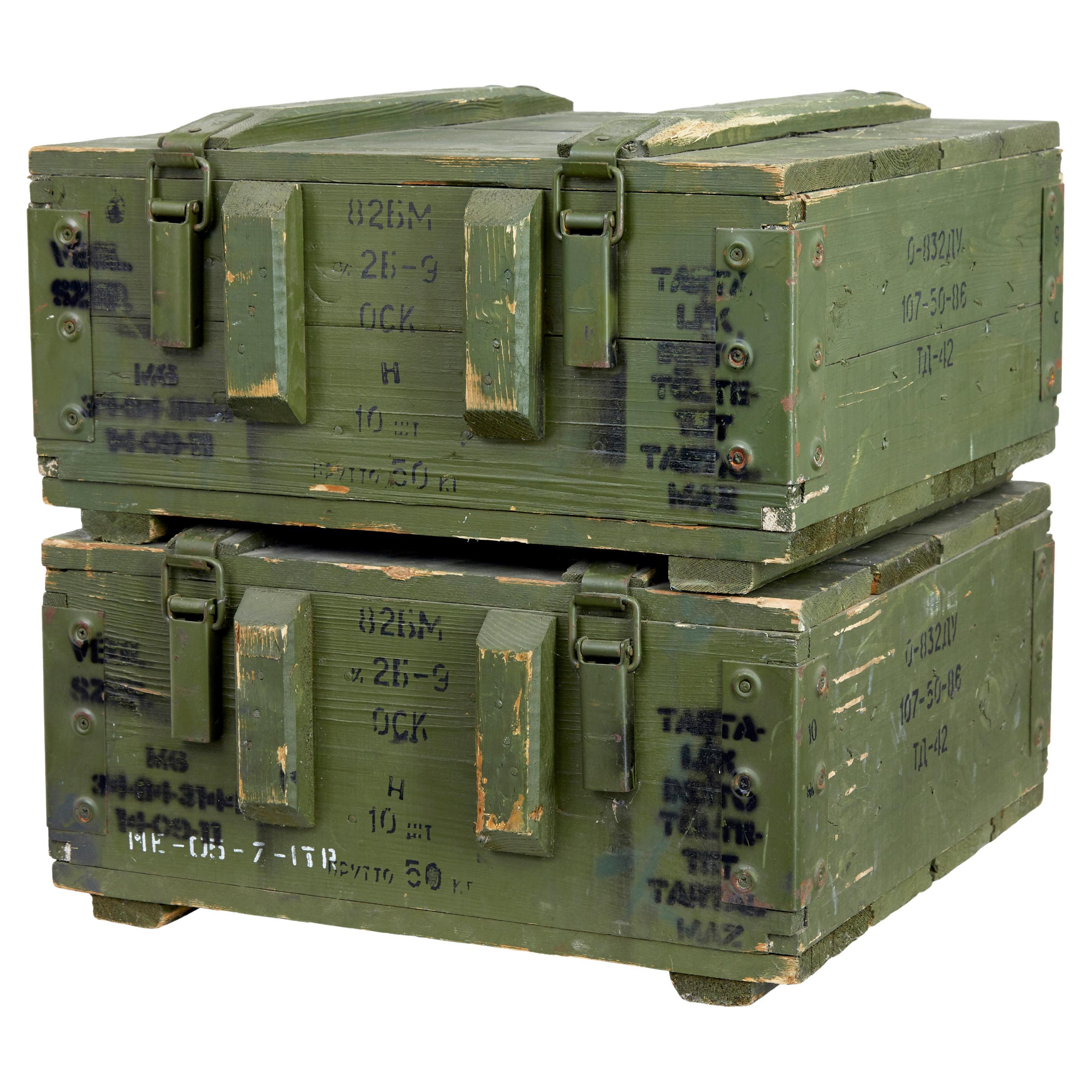 Pair of mid 20th century Swedish pine ammo boxes For Sale