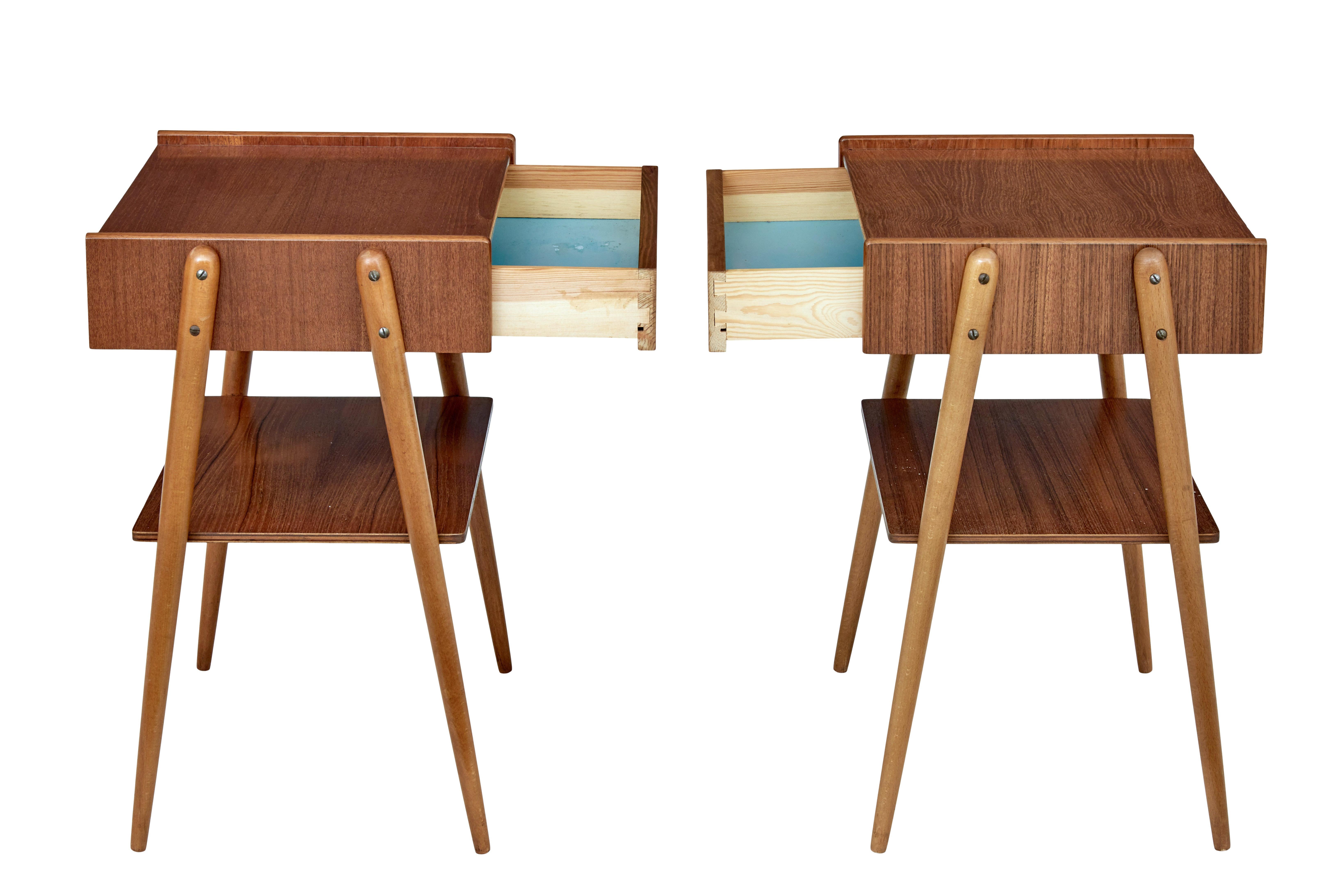 Mid-Century Modern Pair of Mid-20th Century Teak Bedside Tables by Carlstrom & Co.
