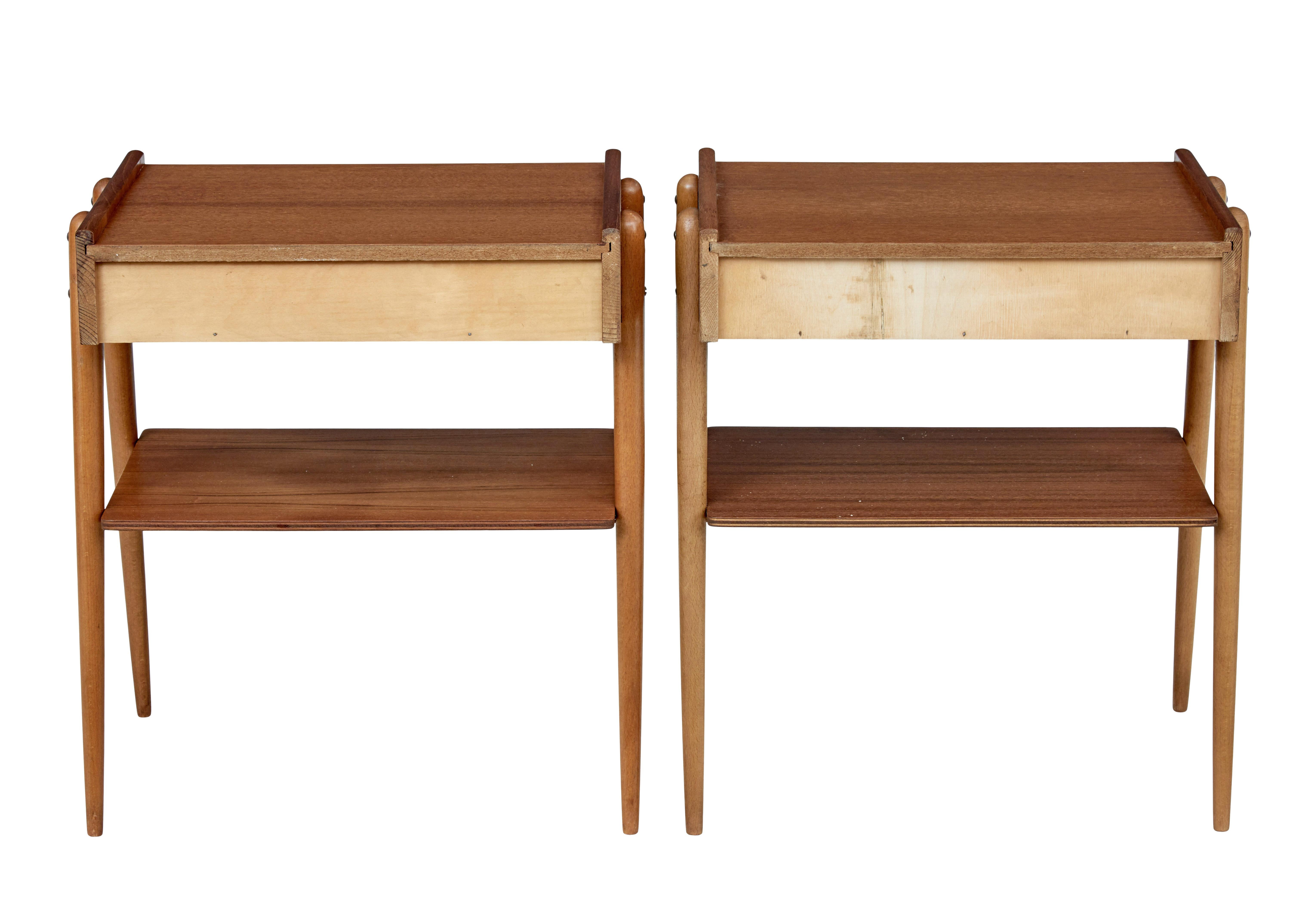 Swedish Pair of Mid-20th Century Teak Bedside Tables by Carlstrom & Co.
