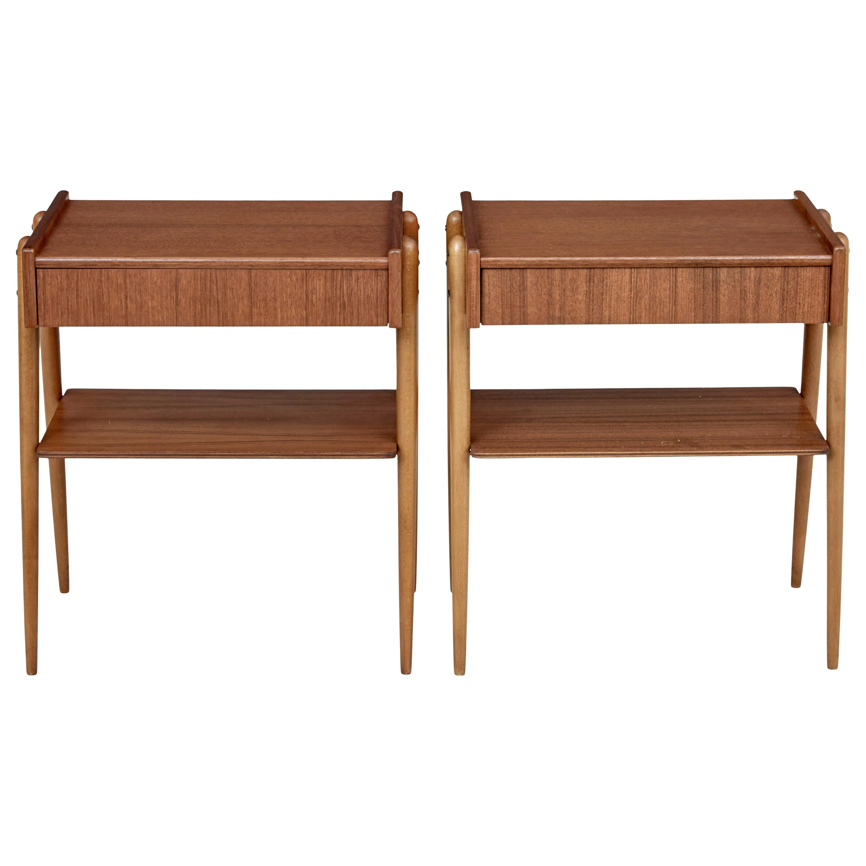 Pair of Mid-20th Century Teak Bedside Tables by Carlstrom & Co.