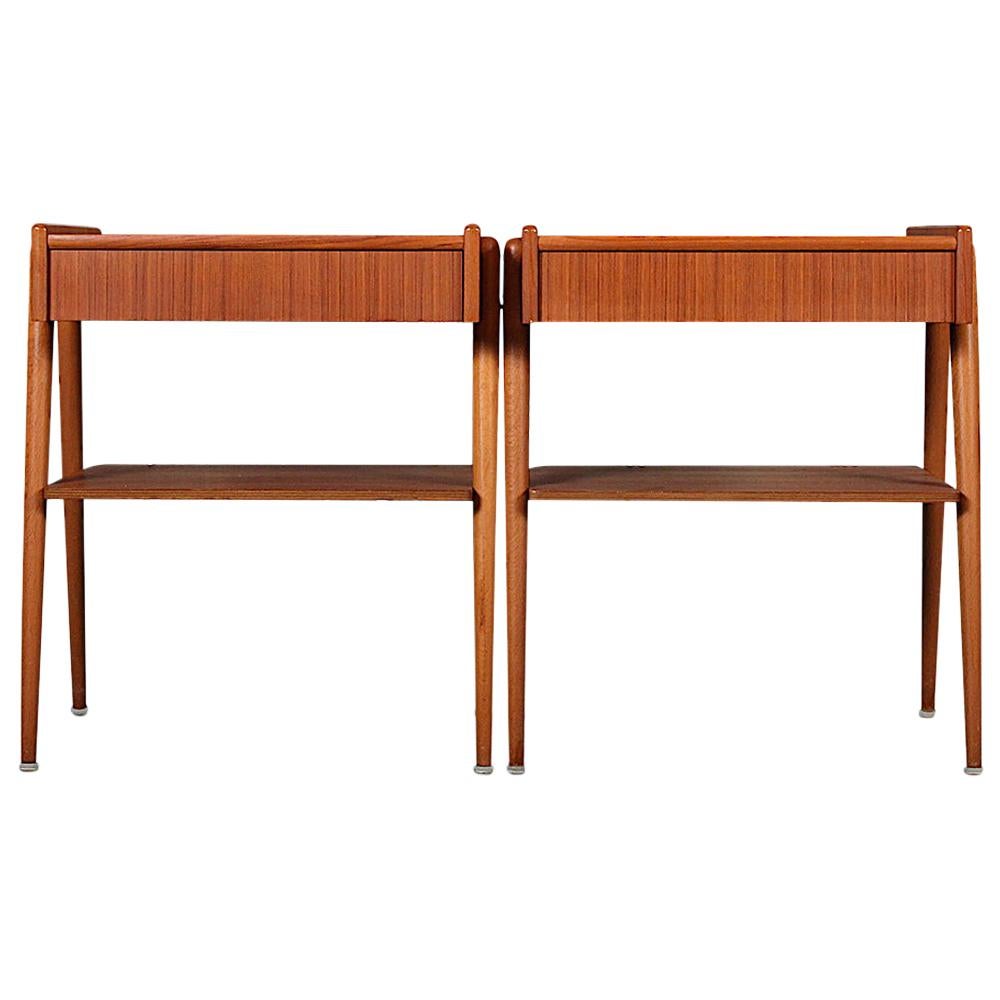 Pair of Mid-20th Century Teak Bedside Tables by Carlstrom & Co.