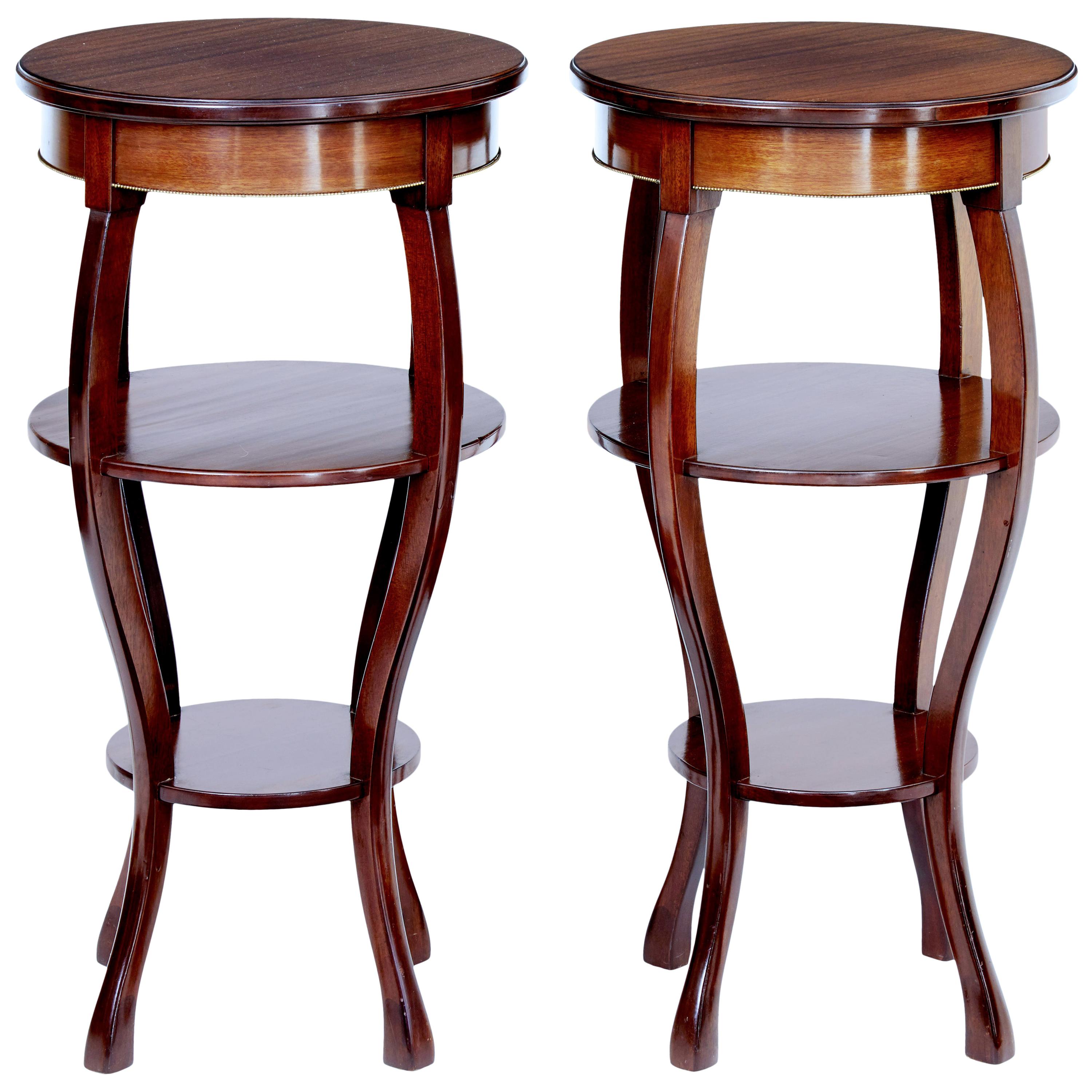 Pair of Mid-20th Century Tiered Mahogany Lamp Tables