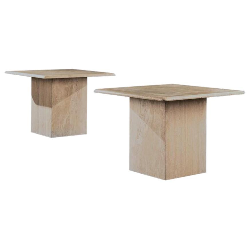 Pair of Mid20th Century Travertine Side Tables at 1stDibs