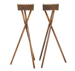 Pair of mid 20th century woven plant stands
