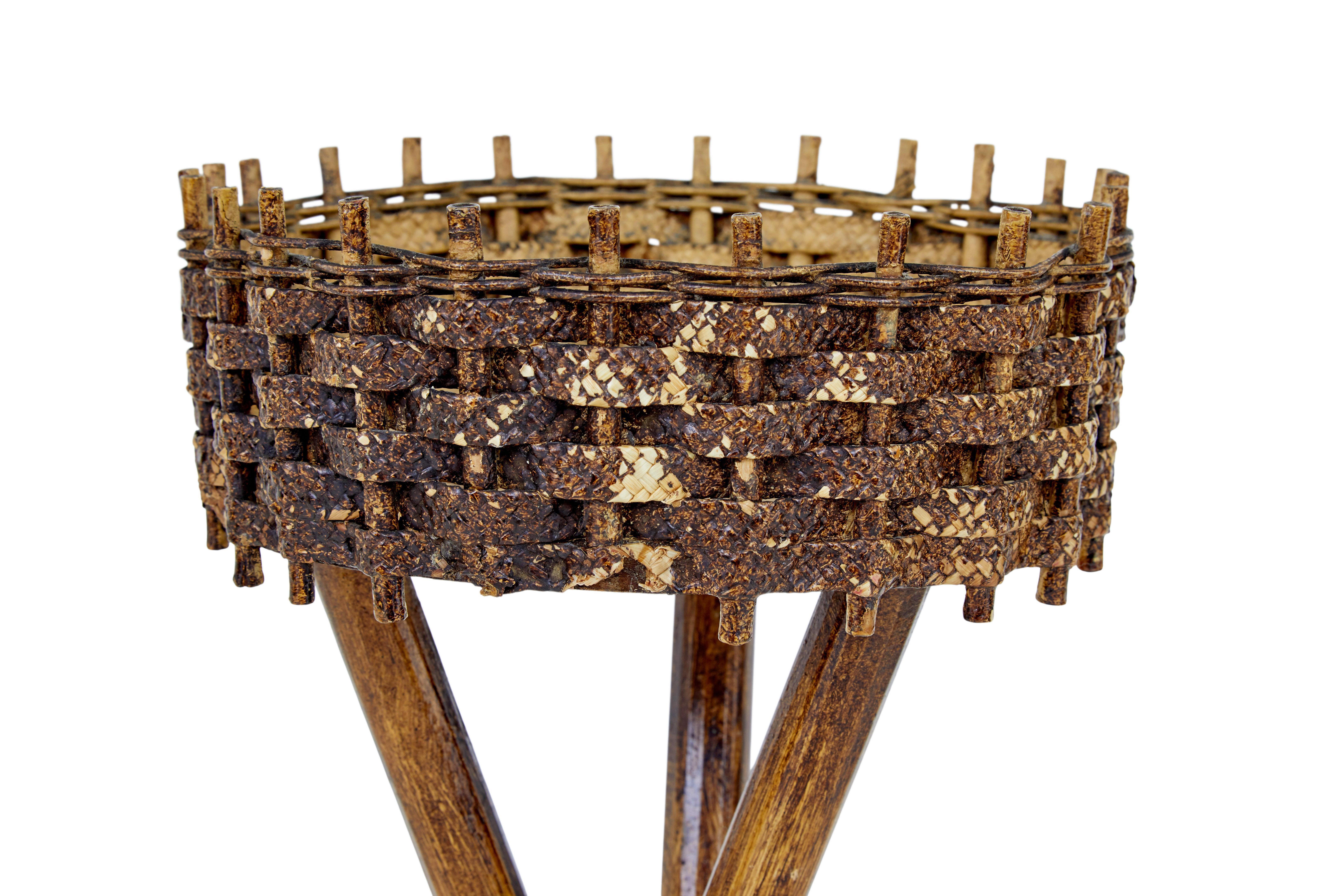 Swedish Pair of mid 20th century woven plant stands For Sale