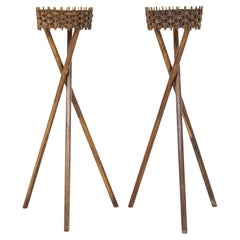 Pair of Mid 20th Century Woven Plant Stands