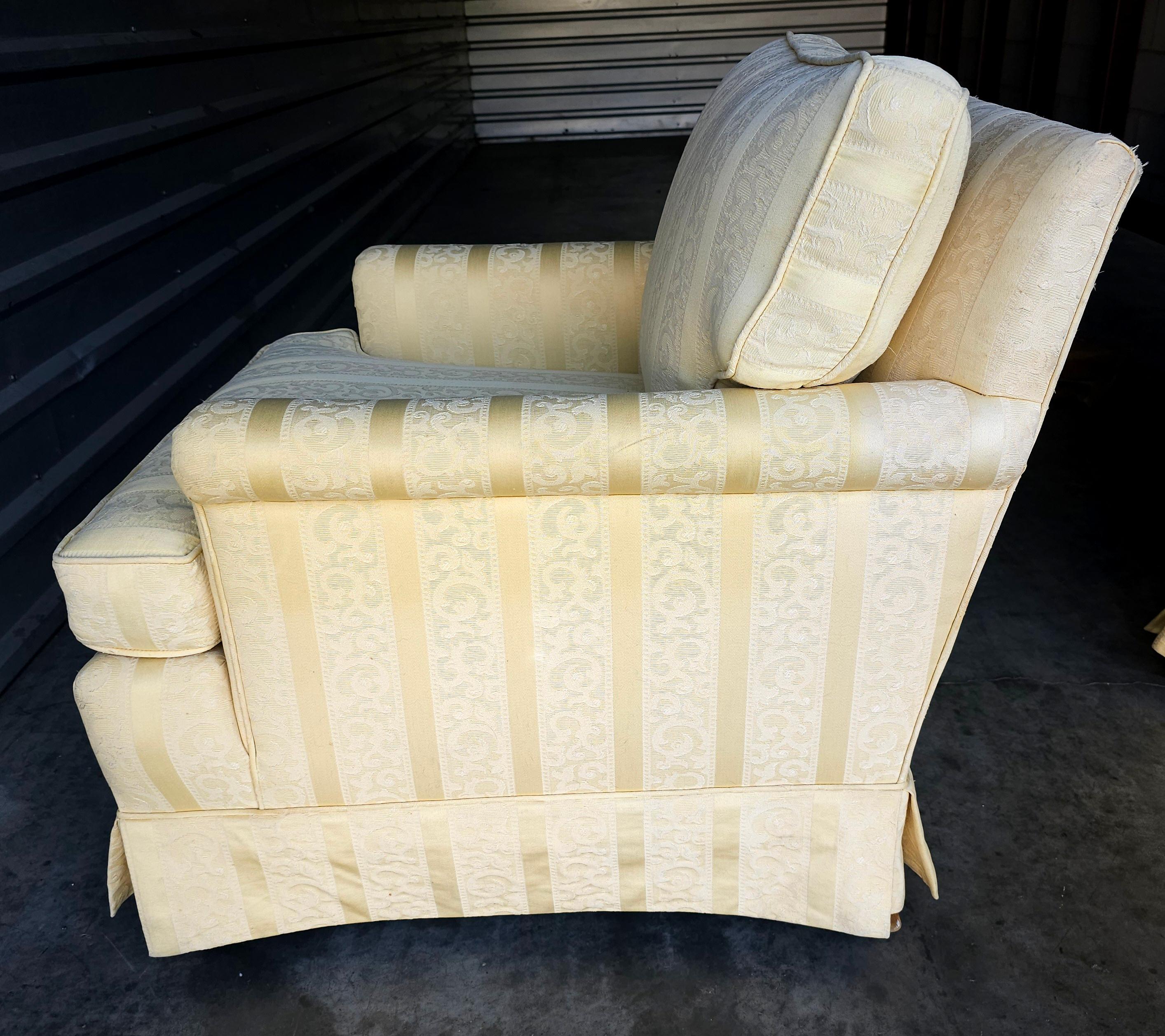 American Pair of Mid 20th Century Yellow Upholstered Lounge Chairs For Sale